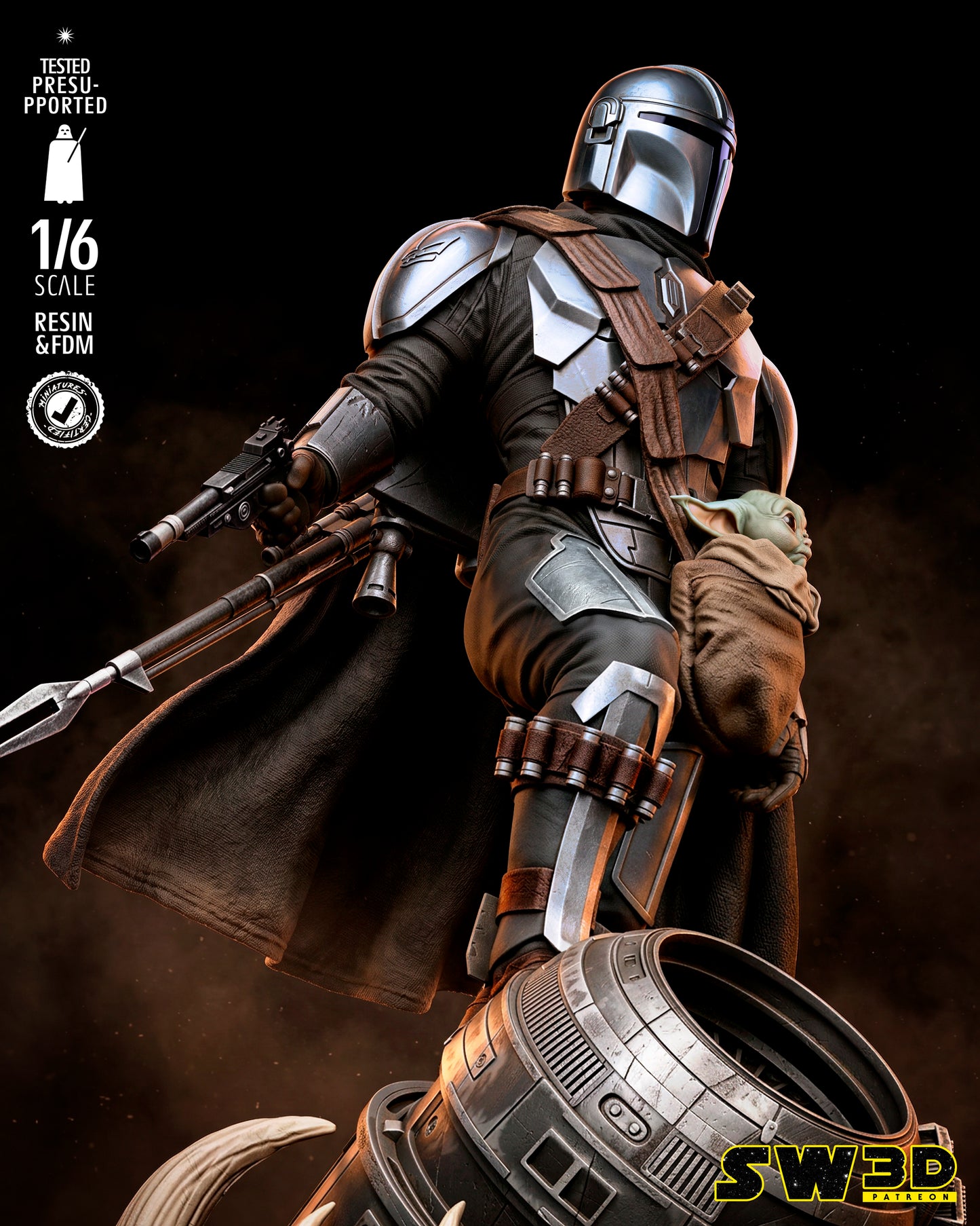 Mandalorian & Grogu (Star Wars) - 3D printed model kit (Fan Art)