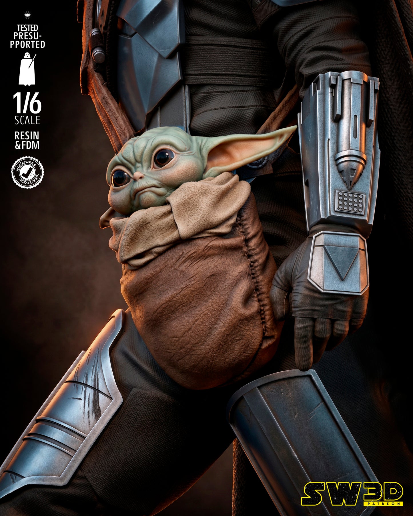 Mandalorian & Grogu (Star Wars) - 3D printed model kit (Fan Art)