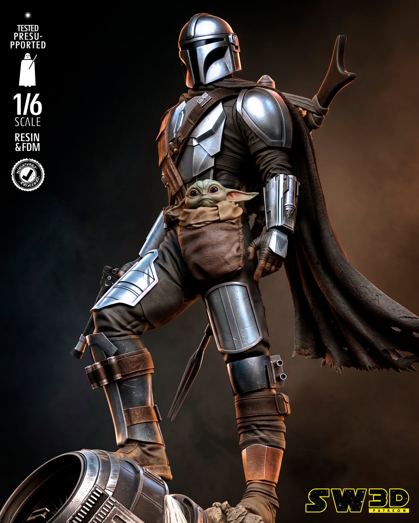 Mandalorian & Grogu (Star Wars) - 3D printed model kit (Fan Art)