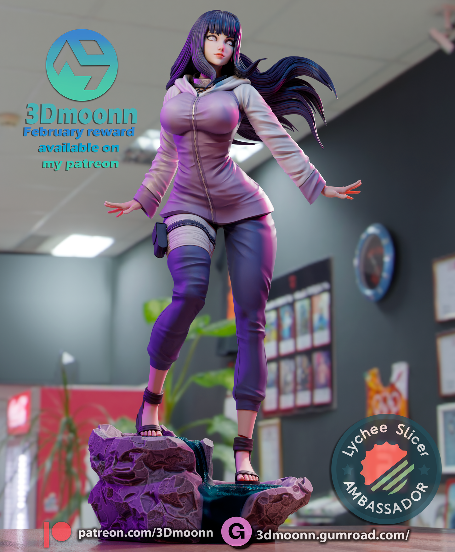 Hinata Hyuga (Naruto) - 3d Printed 1:6 model kit (Fan Art)
