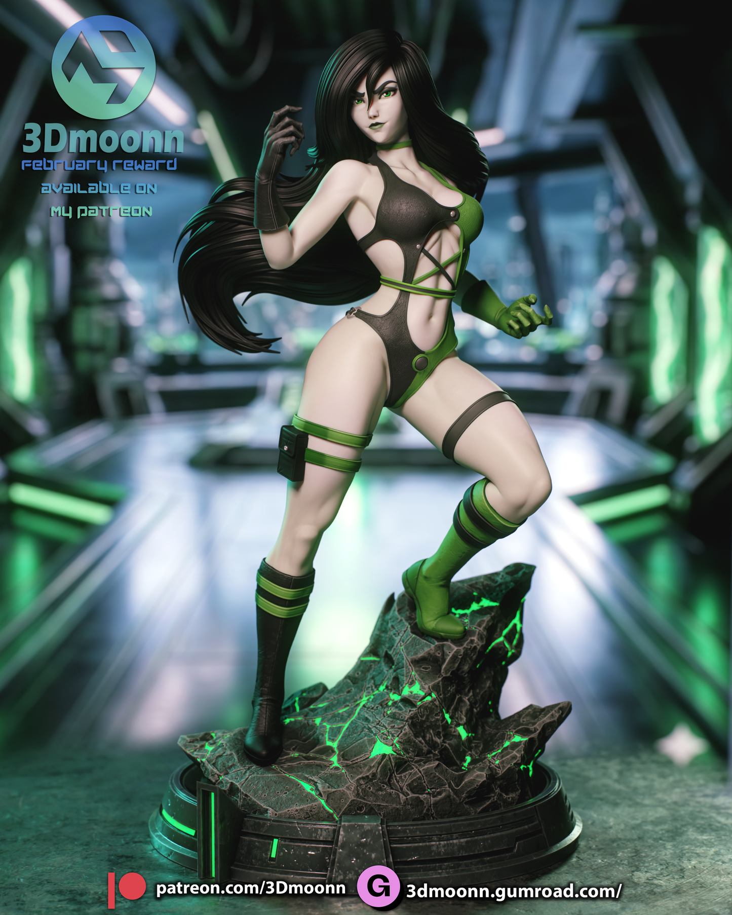 Shego (Kim Possible) - 3d Printed 1:6 model kit (Fan Art) V2