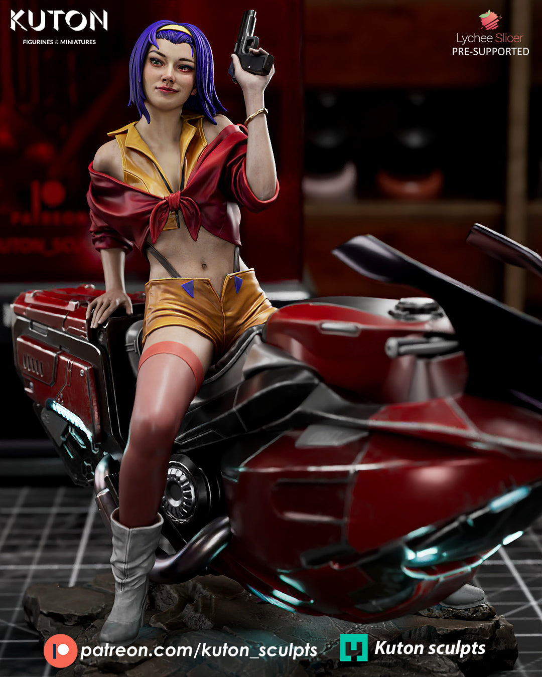 Faye Valentine 3D Printed Statue 1:10 Scale &  Miniature