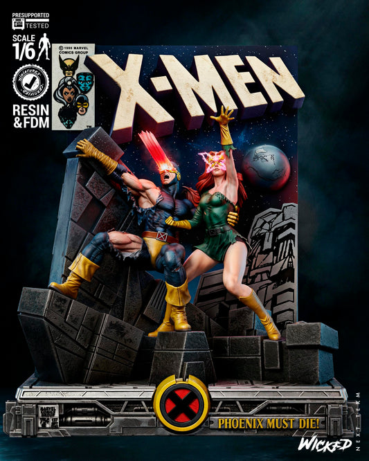 Cyclops and Jean Gray (Diorama) - 3D printed model kit (Fan Art)