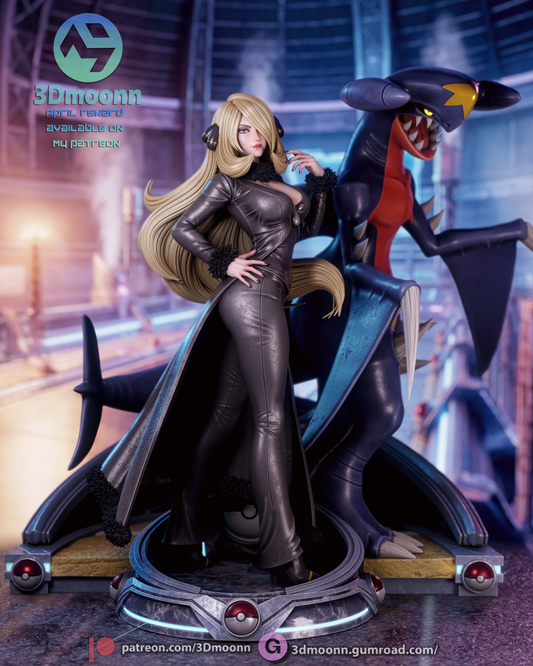Cynthia and Garchomp (Pokémon) -3d Printed model kit (Fan Art)