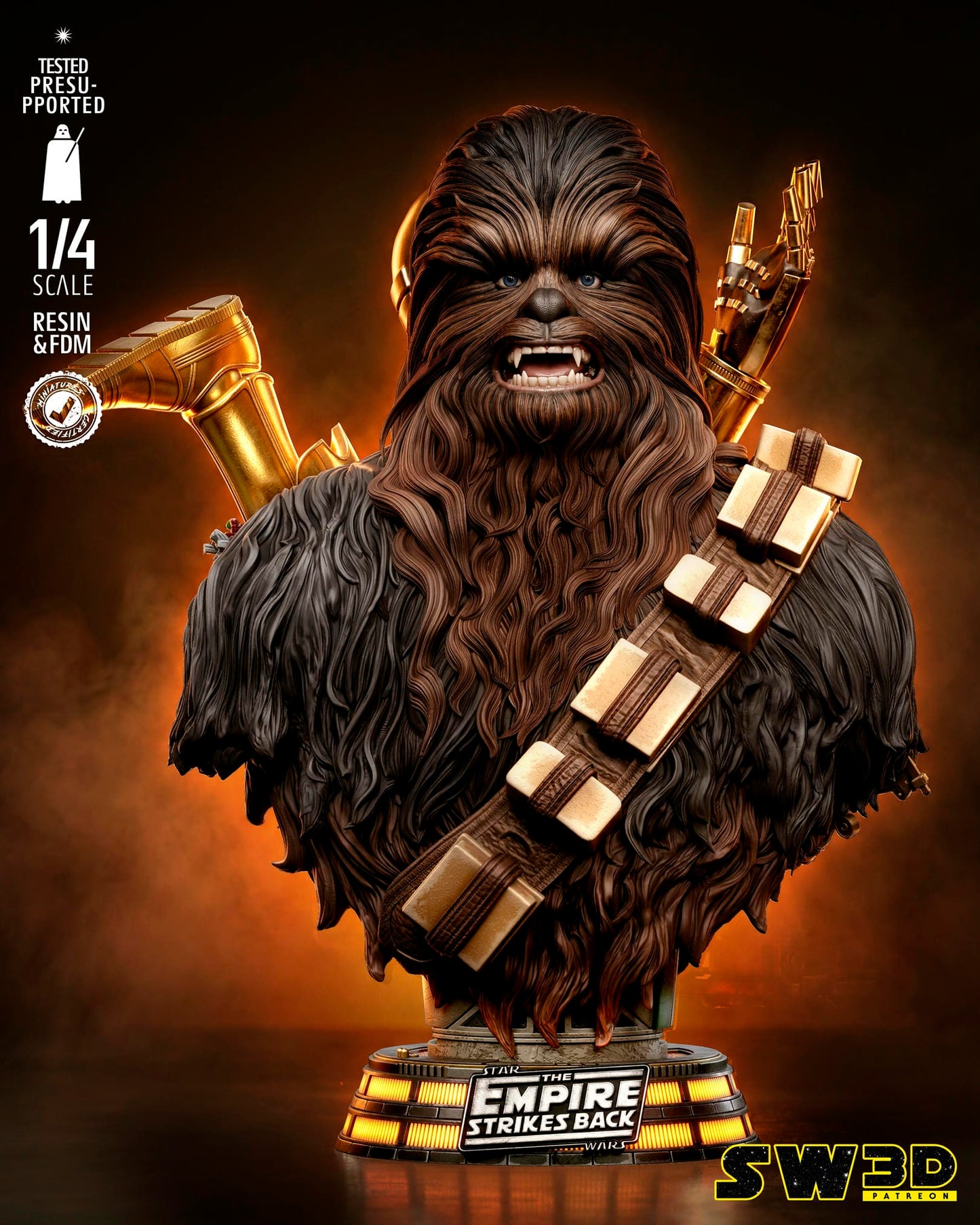 Chewbacca Bust (Star Wars) - 3D printed model kit (Fan Art)