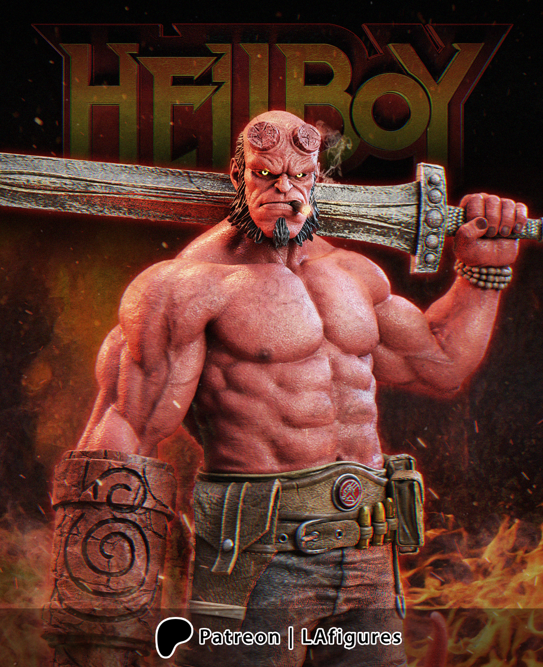 Hellboy (Sculpt) 3D Print Fan Art - 10 Scale - LA Figures