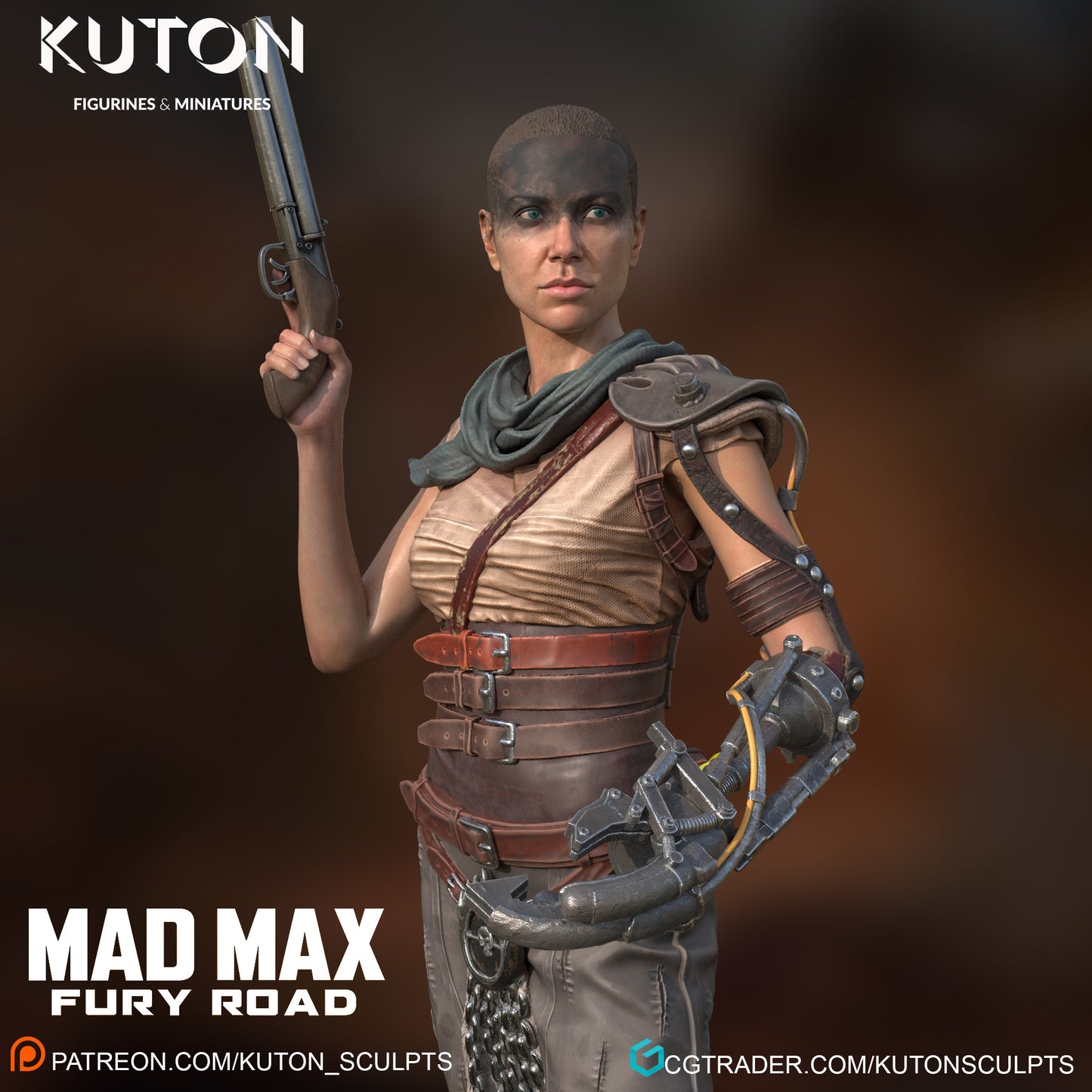 Furiosa (Mad Max) 3D Printed model 10th scale - 233mm - Fan Art