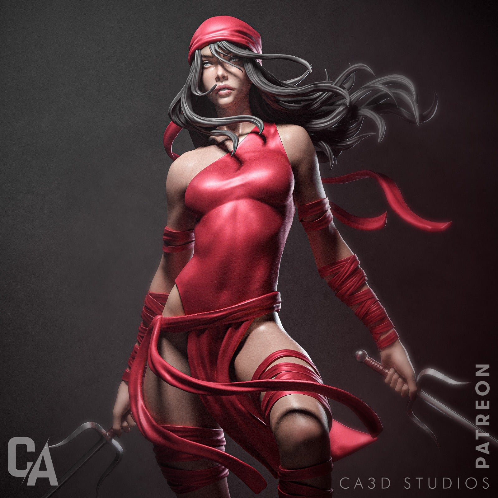 Elektra (Fan Art) Sculpture - 4, 9 or 12 scale (531mm - 177mm) - 3D Print