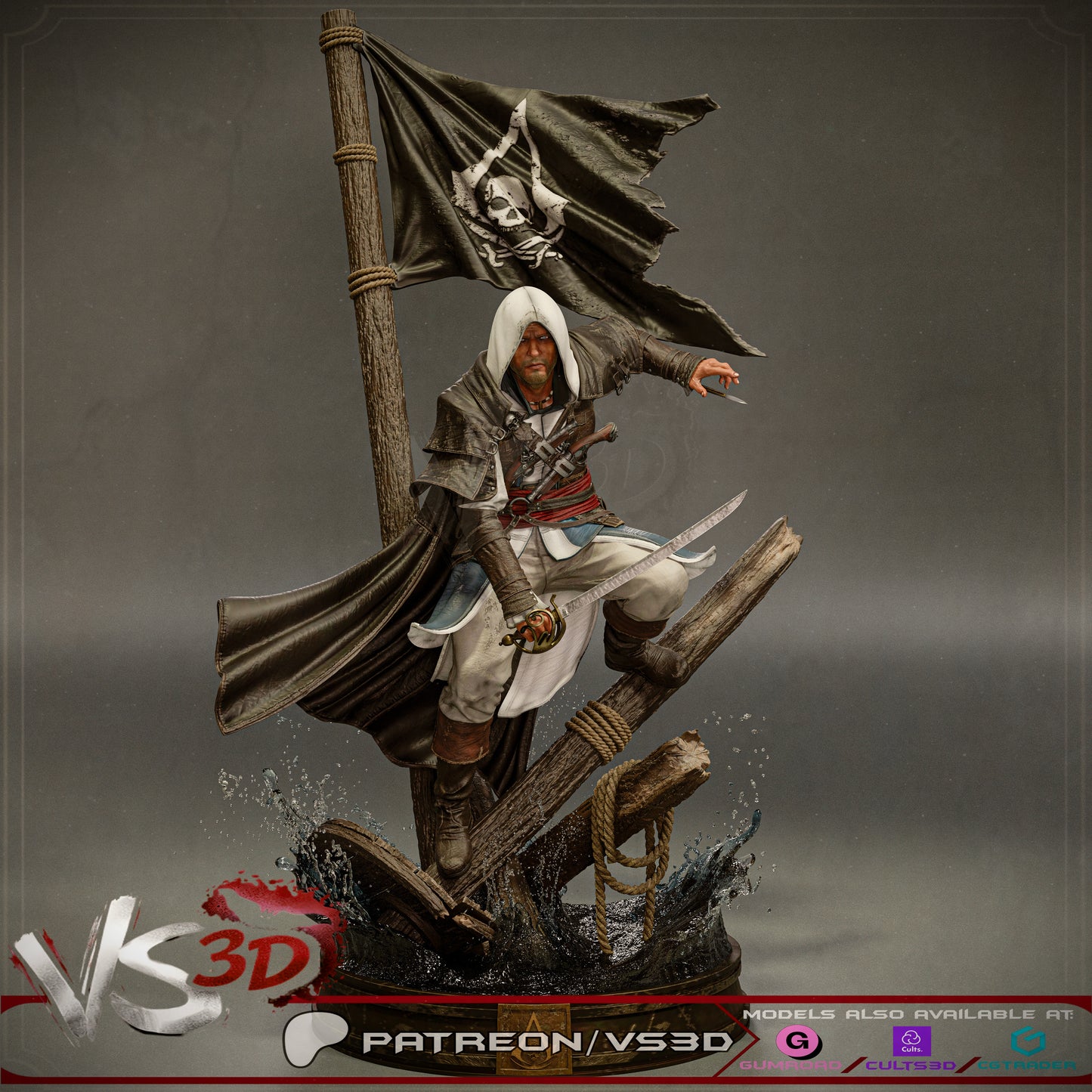 Edward Kenny- Black Sails - 3D Printed Statue - 10 Scale