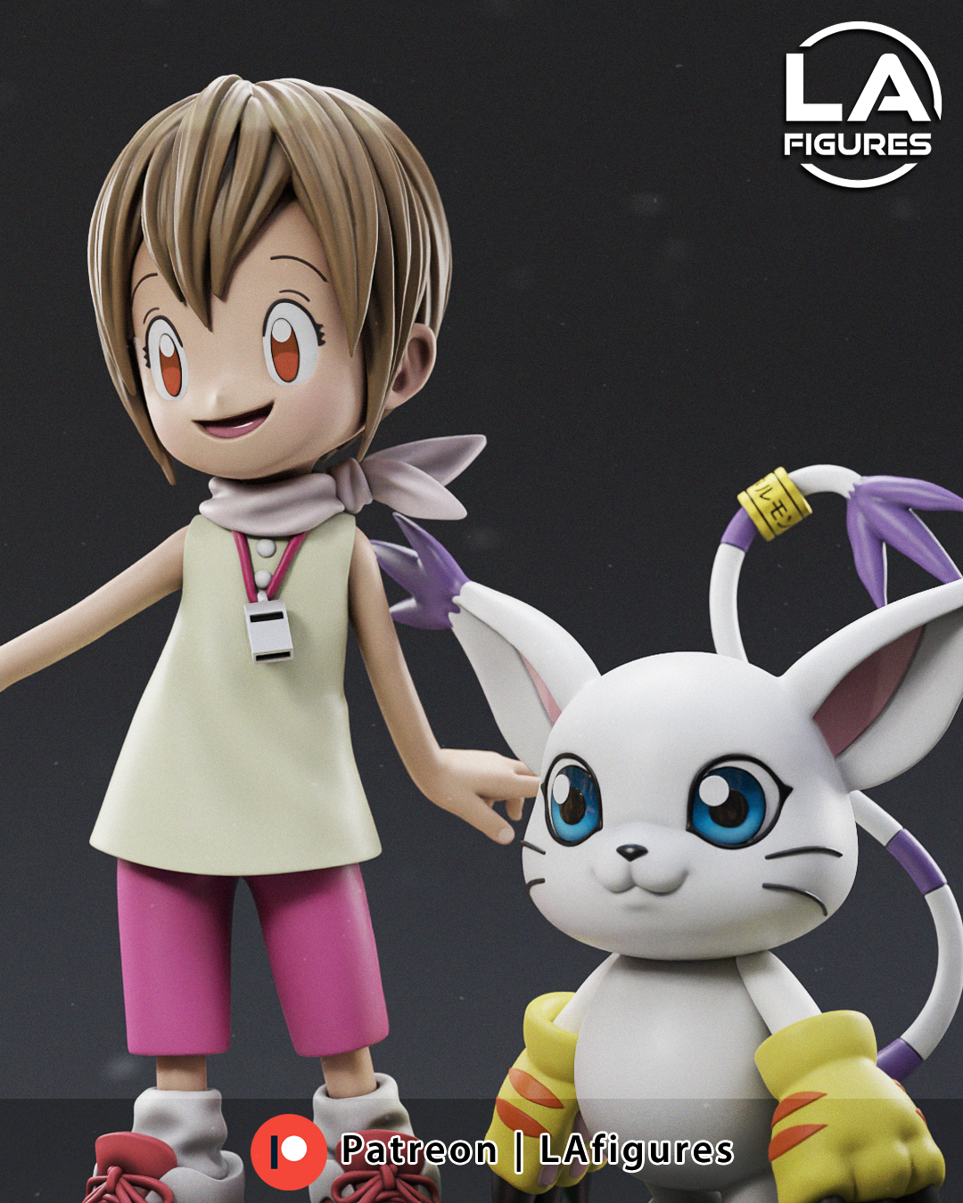 Kari and Tailmon (Digimon) Statue - 142mm - 3D Print Fan Art