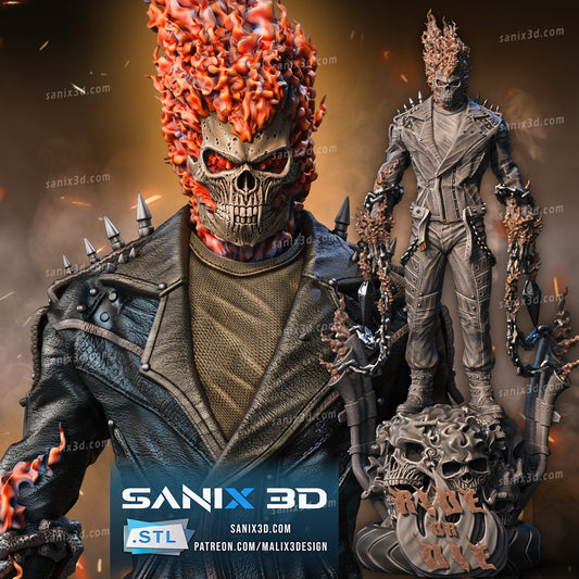 Ghost Rider Statue - 3D Resin Printed - 10th scale (272mm) - Fan Art