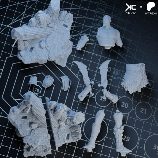 Kratos God Of War 3 - 3d printed model Statue 10 Scale & 6 Scale