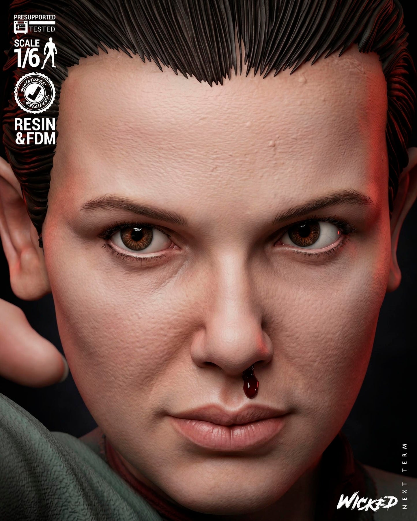 Eleven (Stranger Things) Sculpt - 1:6 and 1:12 scale 3d Printed Model Kit - Fan Art