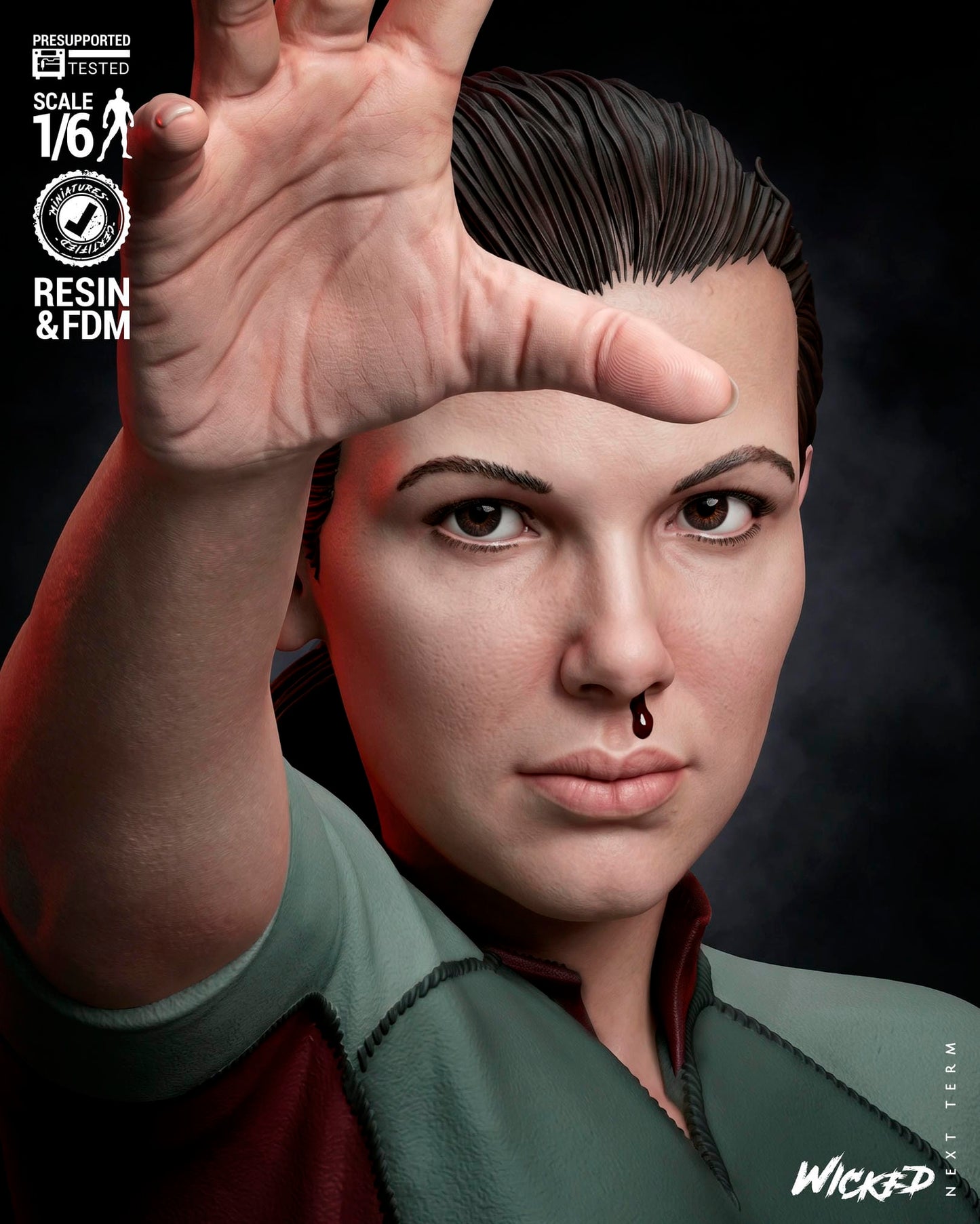 Eleven (Stranger Things) Sculpt - 1:6 and 1:12 scale 3d Printed Model Kit - Fan Art