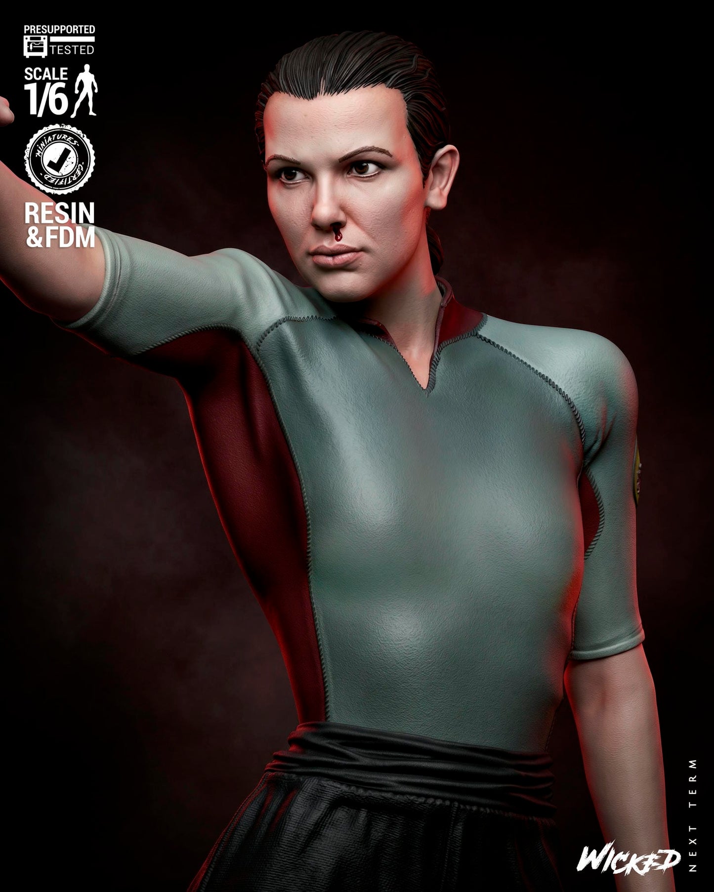 Eleven (Stranger Things) Sculpt - 1:6 and 1:12 scale 3d Printed Model Kit - Fan Art