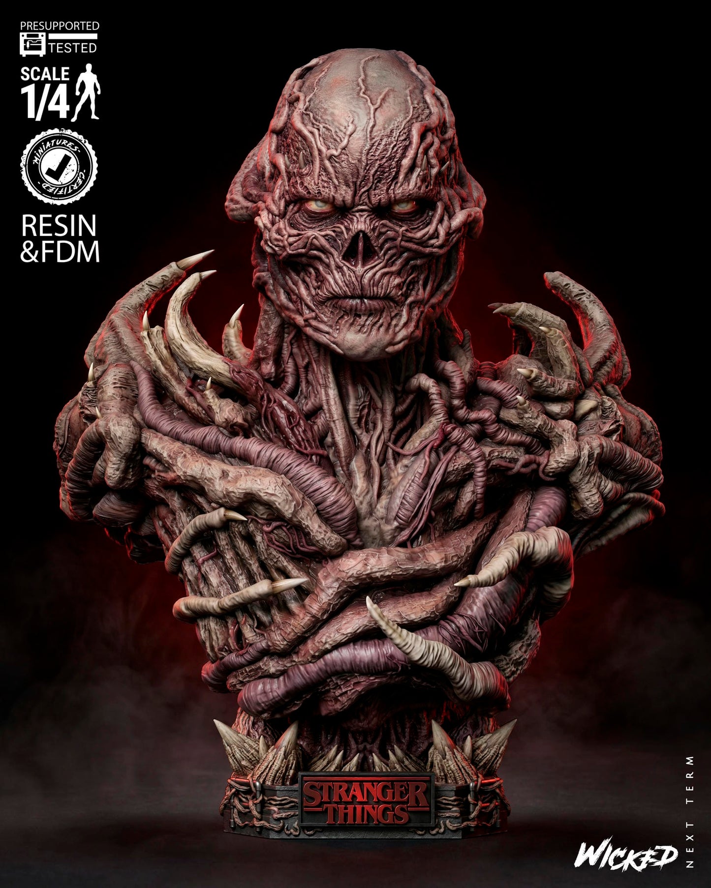 Vecna (Stranger Things) Bust- 1:4 and 1:8 scale 3d Printed Model Kit - Fan Art
