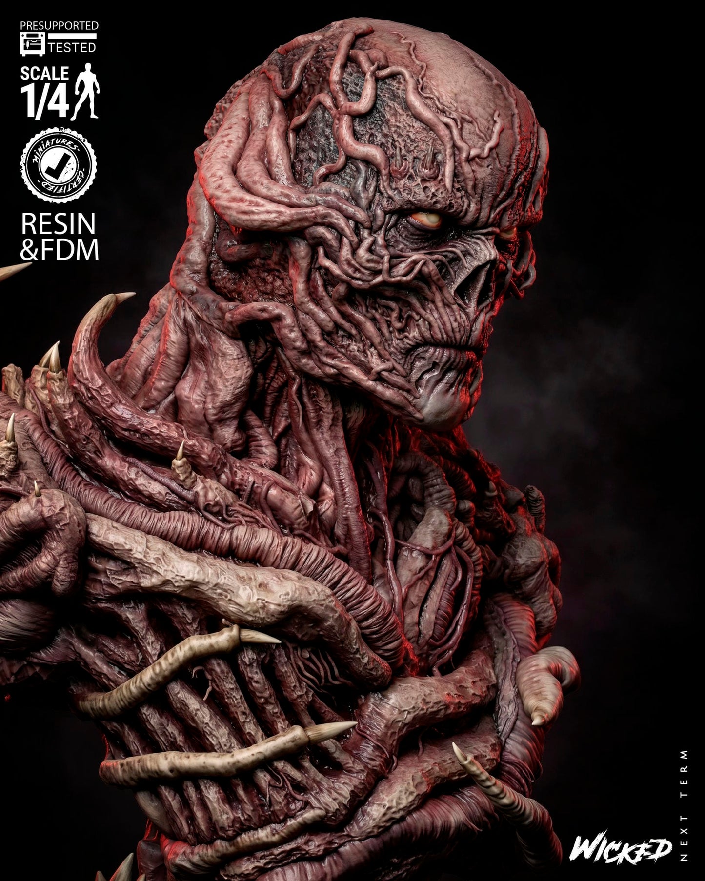 Vecna (Stranger Things) Bust- 1:4 and 1:8 scale 3d Printed Model Kit - Fan Art