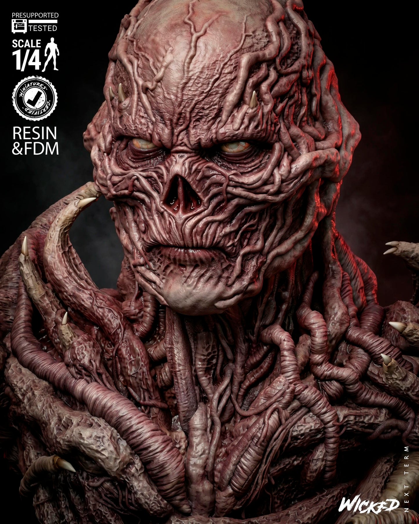 Vecna (Stranger Things) Bust- 1:4 and 1:8 scale 3d Printed Model Kit - Fan Art