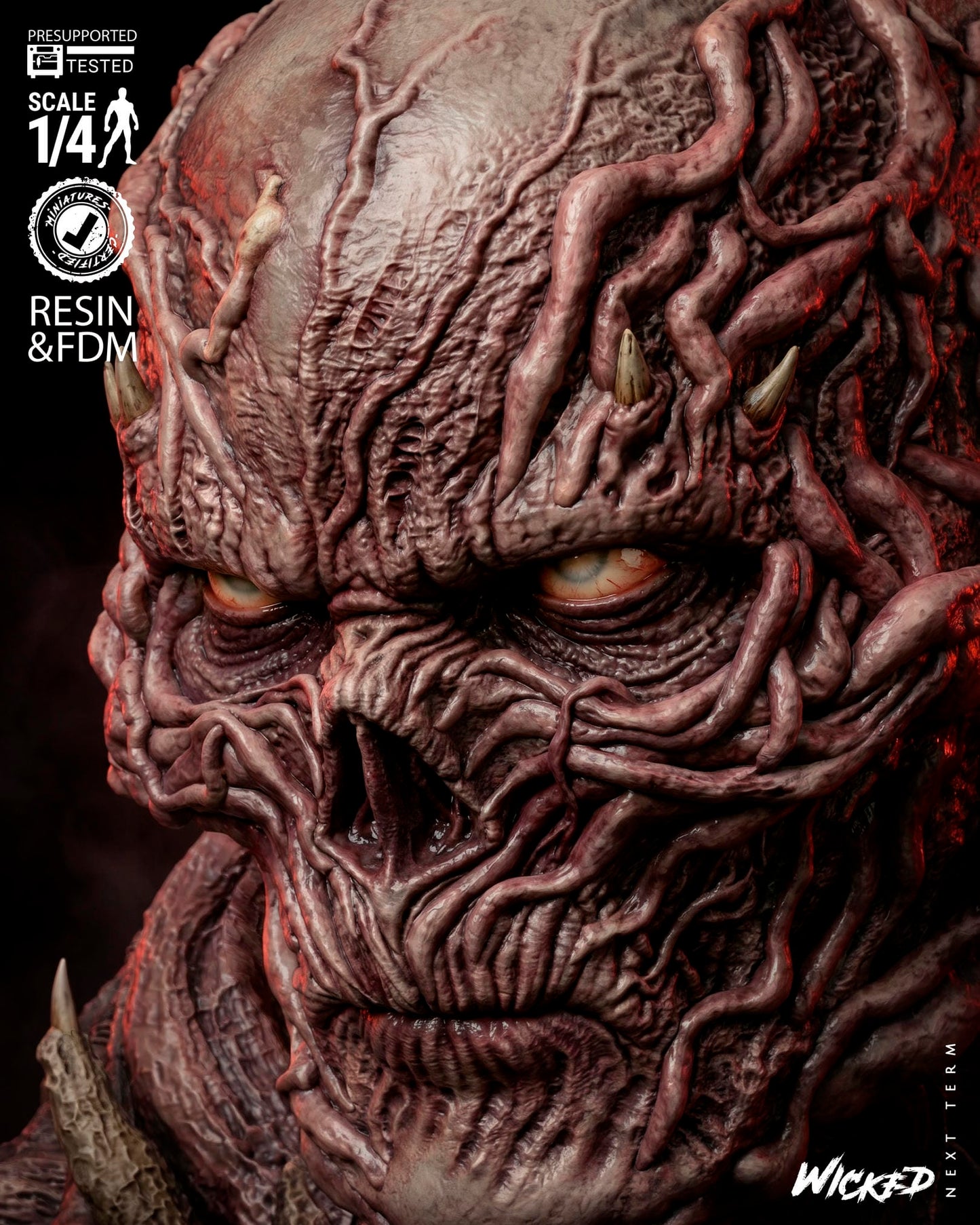 Vecna (Stranger Things) Bust- 1:4 and 1:8 scale 3d Printed Model Kit - Fan Art