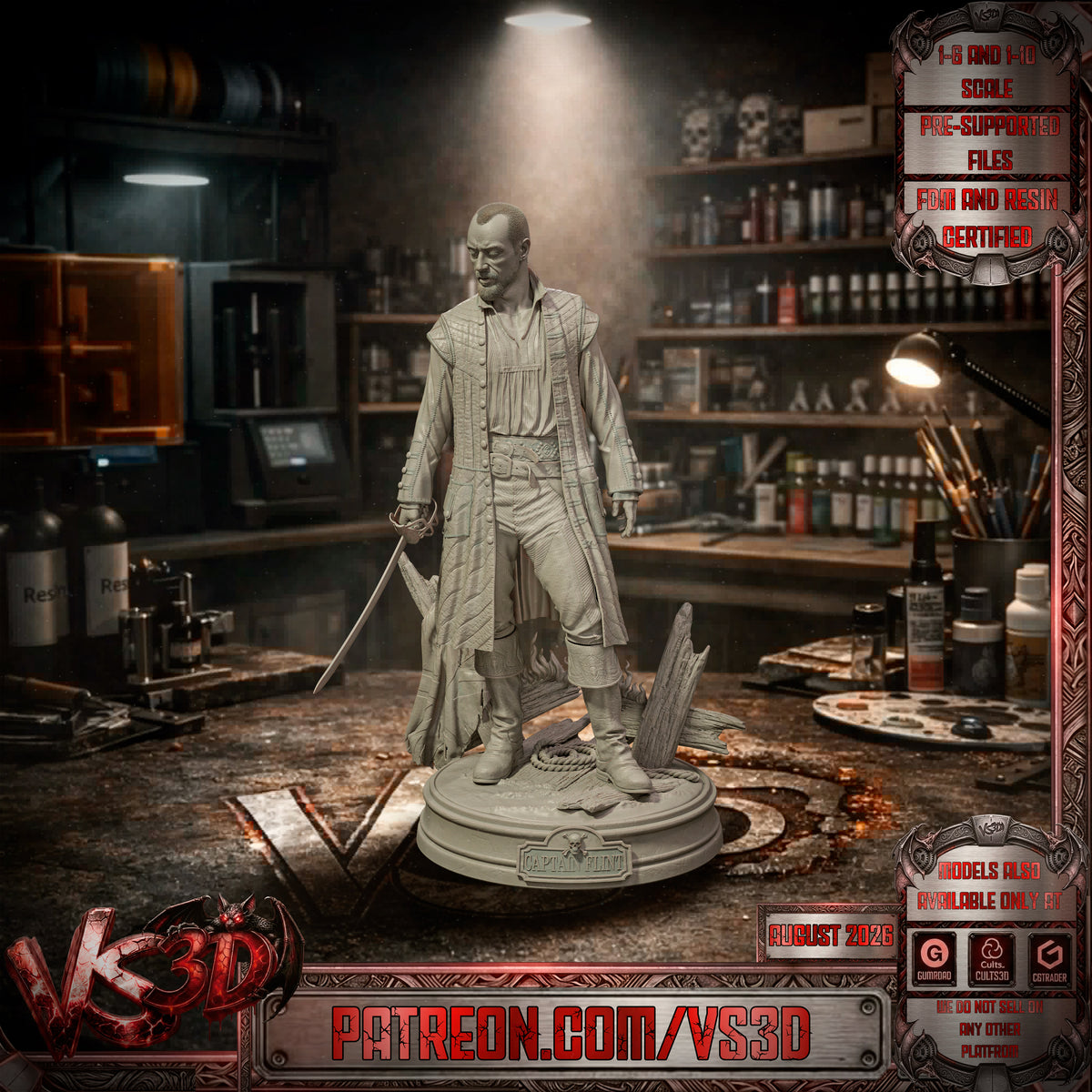 Captain James Flint - 3D Printed Statue Model Kit - 10 Scale