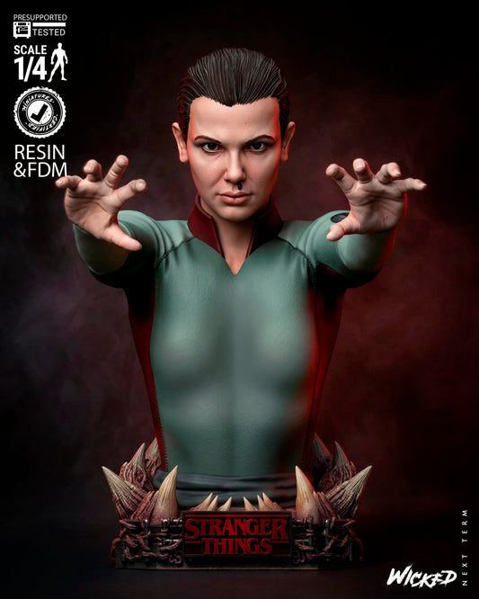 Eleven (Stranger Things) Bust- 1:4 and 1:8 scale 3d Printed Model Kit - Fan Art
