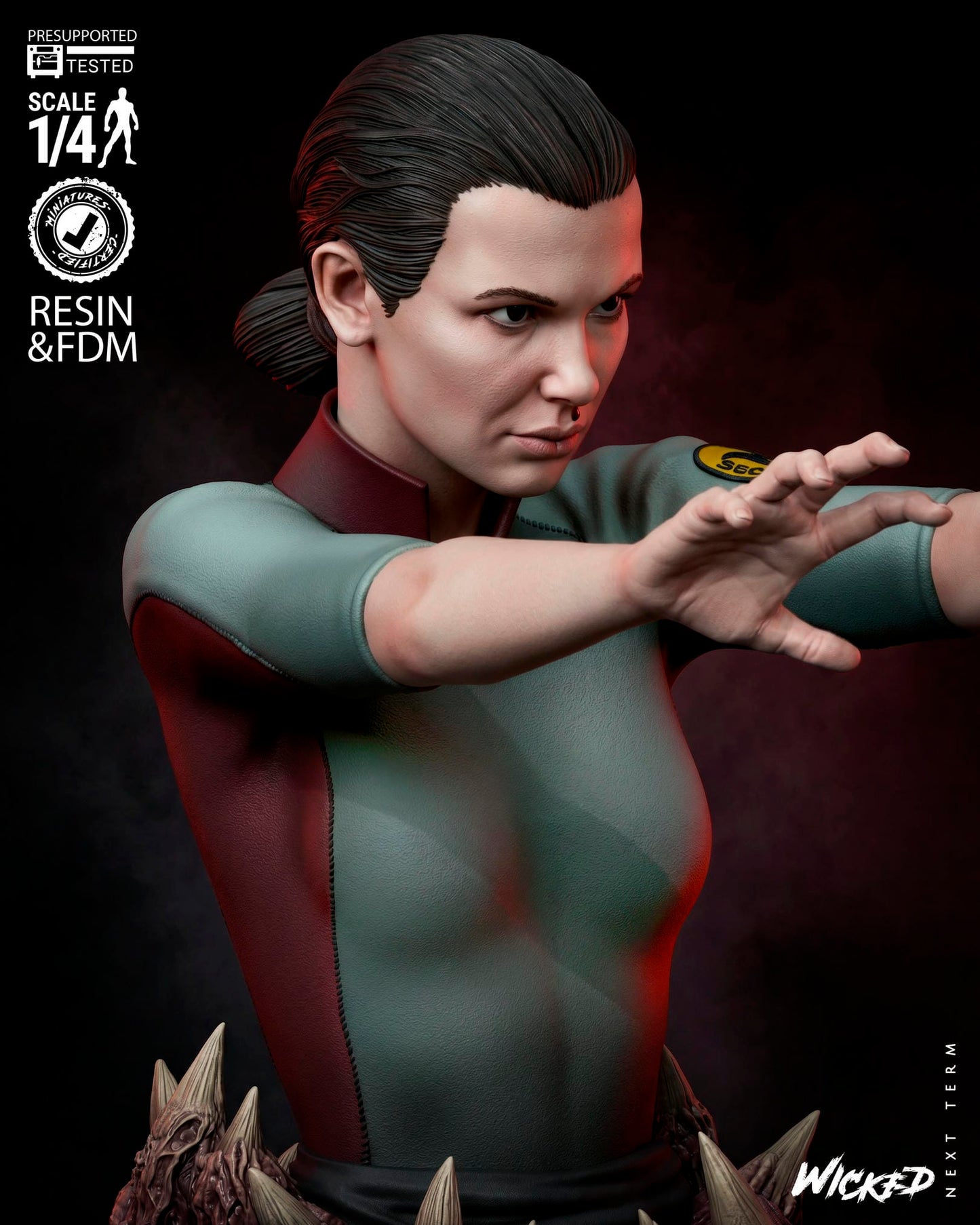 Eleven (Stranger Things) Bust- 1:4 and 1:8 scale 3d Printed Model Kit - Fan Art