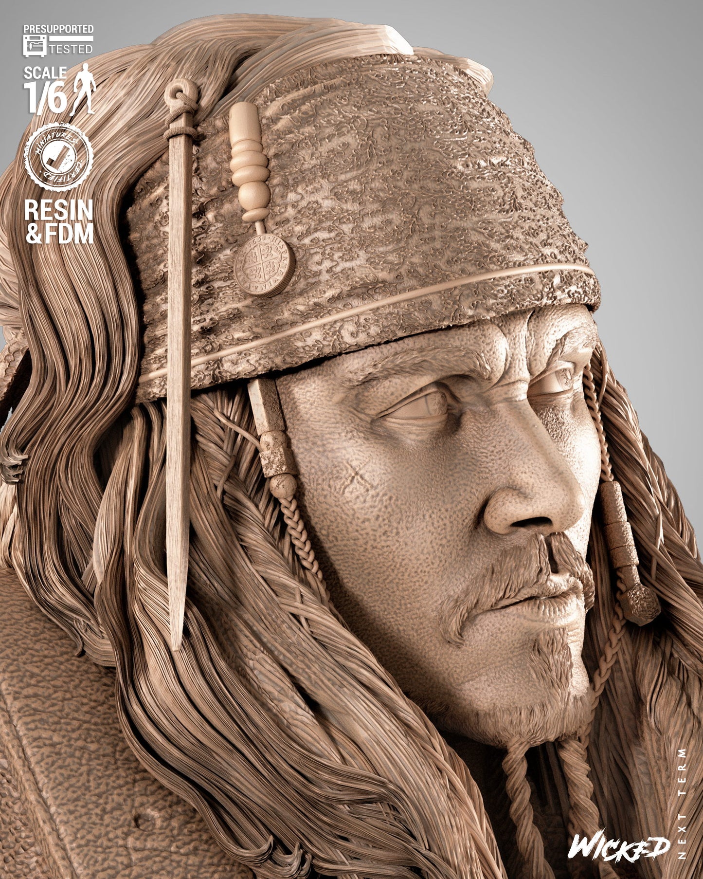 Jack Sparrow (Pirates of Caribbean) - Sculpt - 3d Printed Model Kit