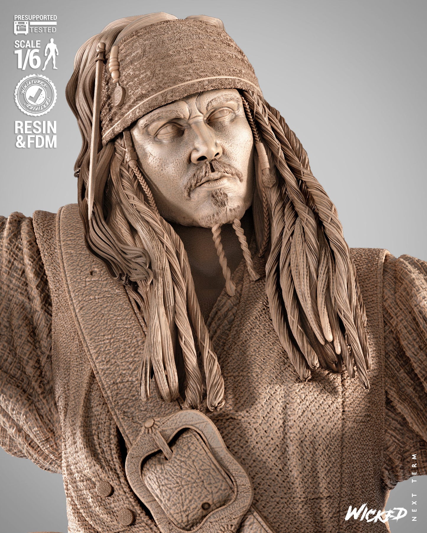 Jack Sparrow (Pirates of Caribbean) - Sculpt - 3d Printed Model Kit