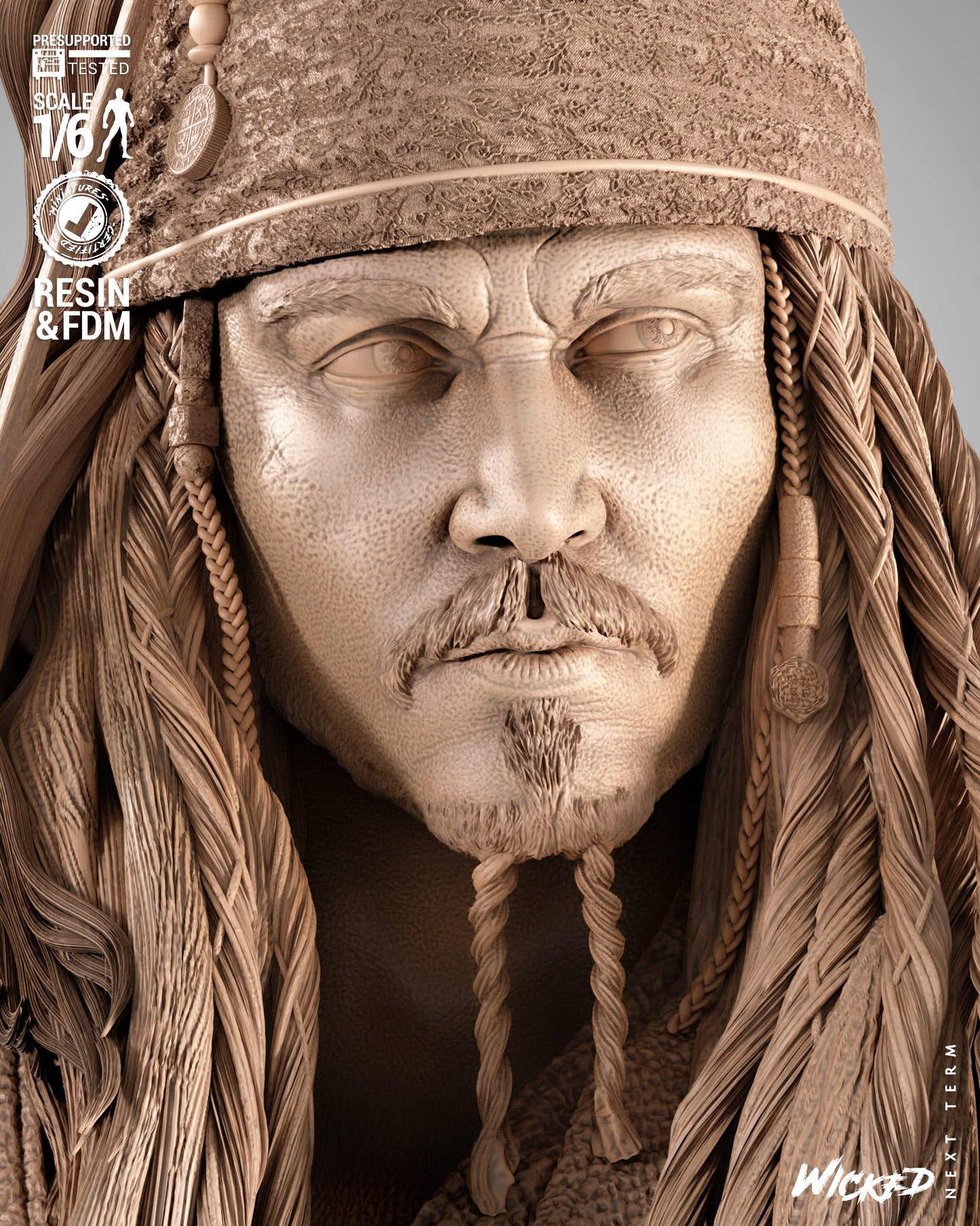 Jack Sparrow (Pirates of Caribbean) - Sculpt - 3d Printed Model Kit