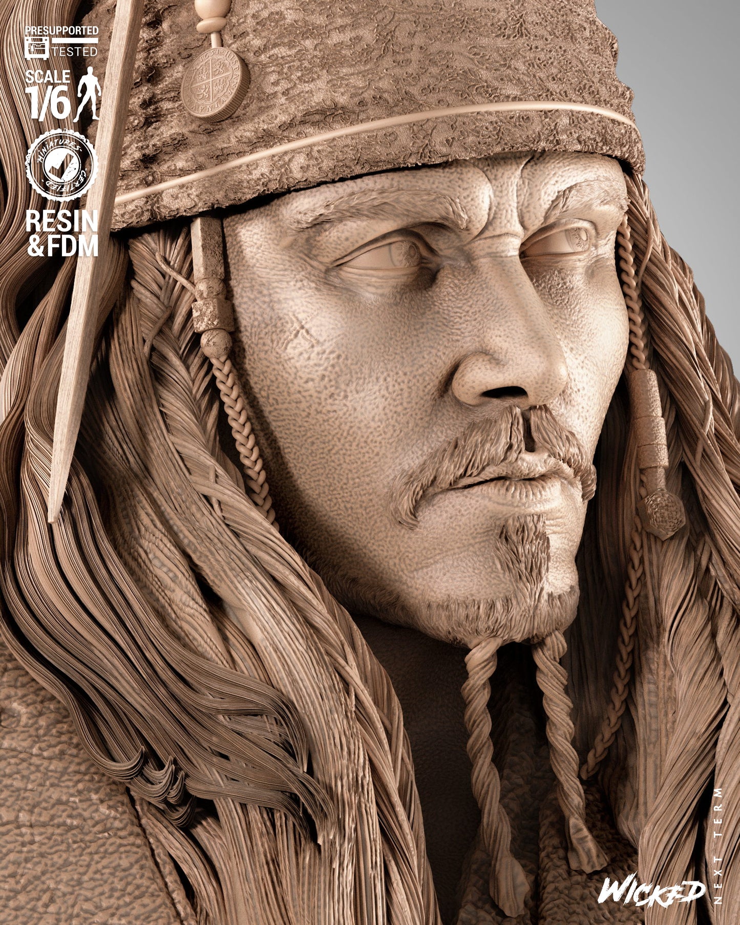Jack Sparrow (Pirates of Caribbean) - Sculpt - 3d Printed Model Kit
