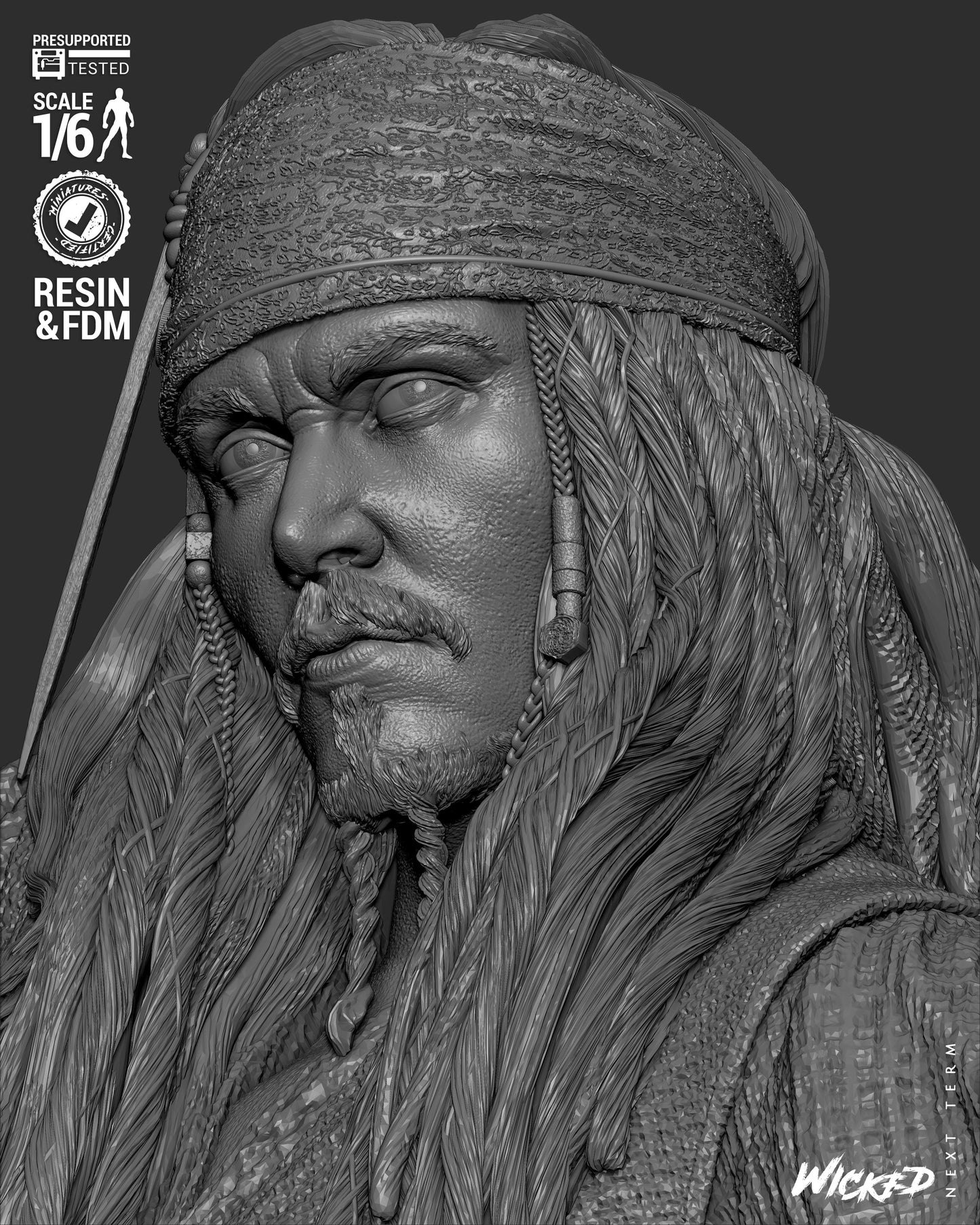 Jack Sparrow (Pirates of Caribbean) - Sculpt - 3d Printed Model Kit