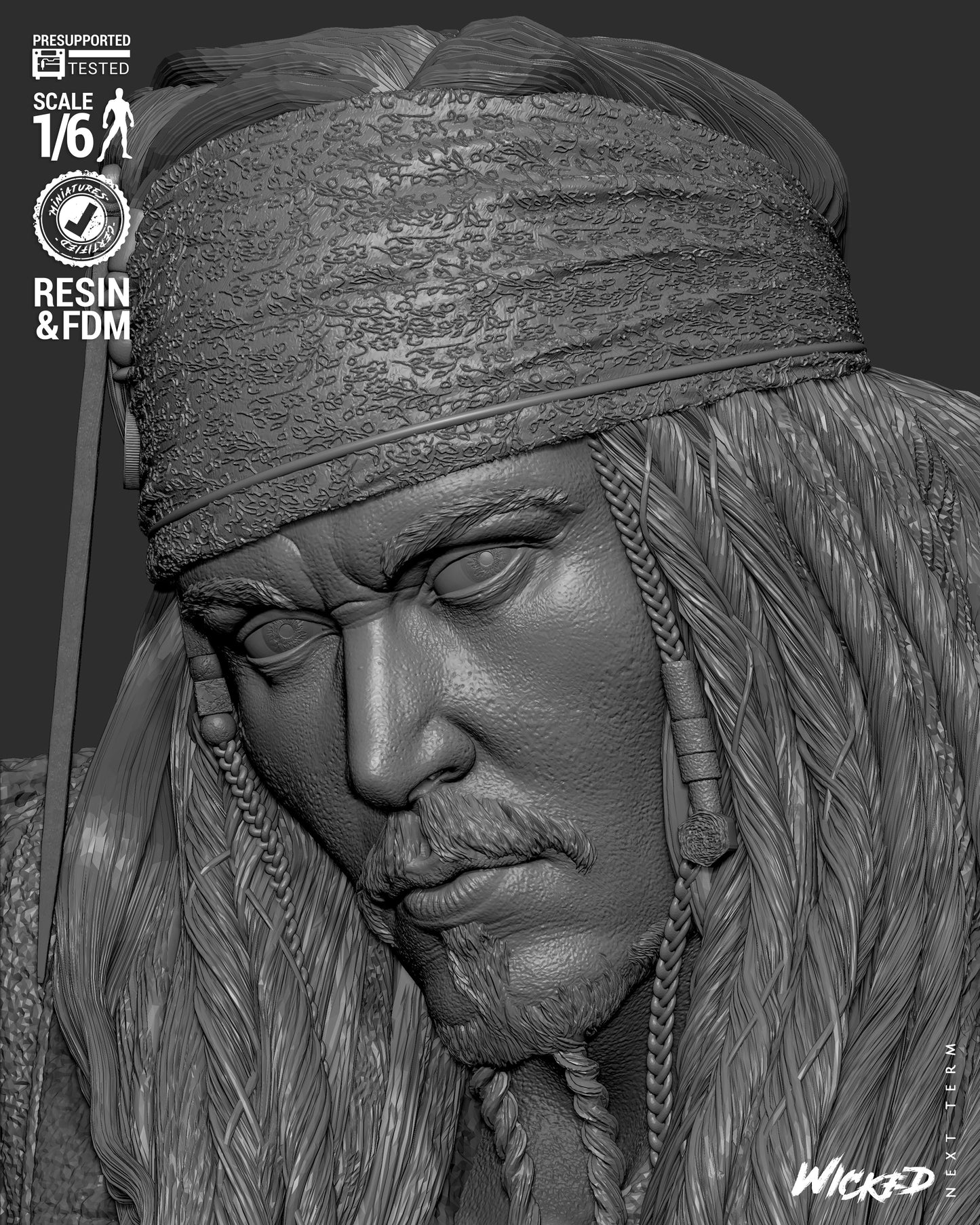 Jack Sparrow (Pirates of Caribbean) - Sculpt - 3d Printed Model Kit