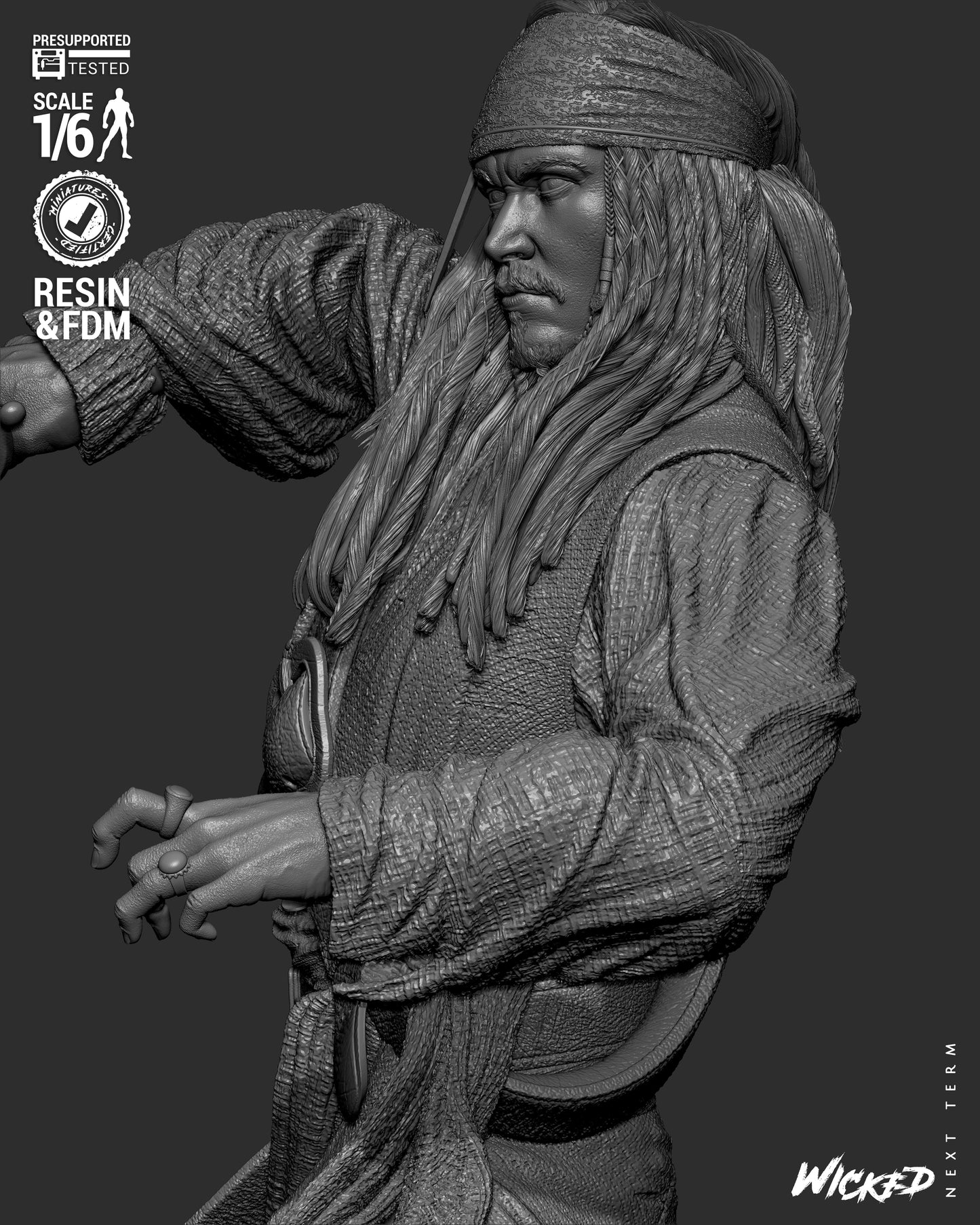 Jack Sparrow (Pirates of Caribbean) - Sculpt - 3d Printed Model Kit