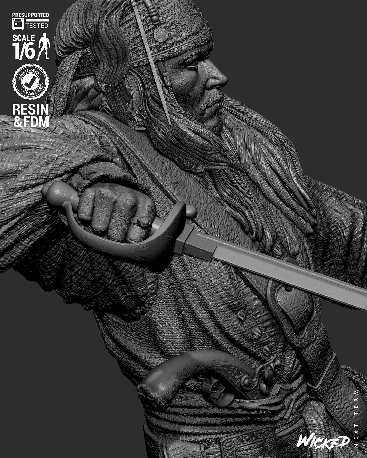 Jack Sparrow (Pirates of Caribbean) - Sculpt - 3d Printed Model Kit