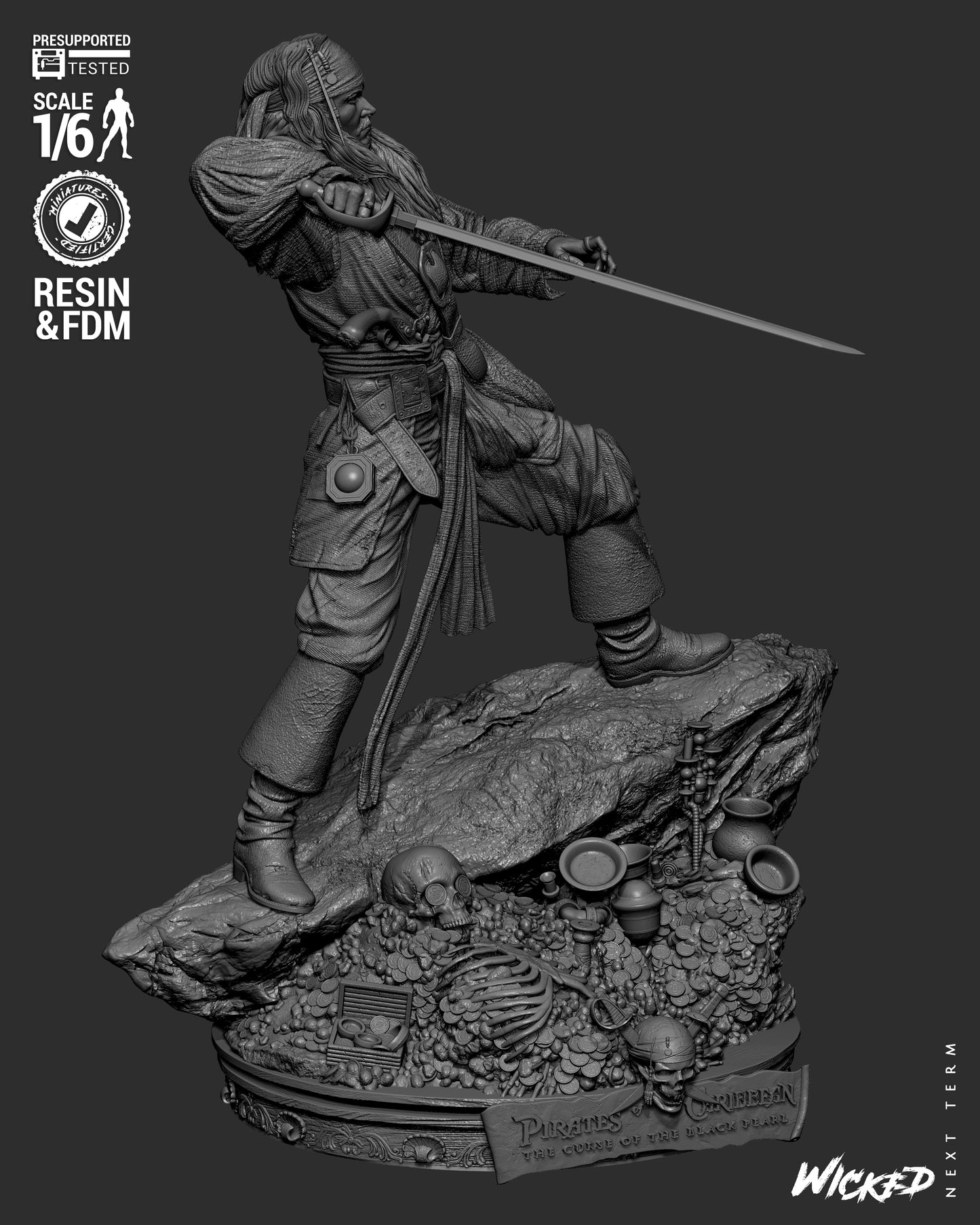 Jack Sparrow (Pirates of Caribbean) - Sculpt - 3d Printed Model Kit