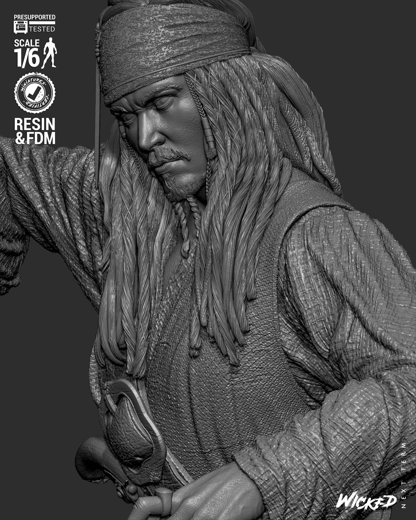 Jack Sparrow (Pirates of Caribbean) - Sculpt - 3d Printed Model Kit