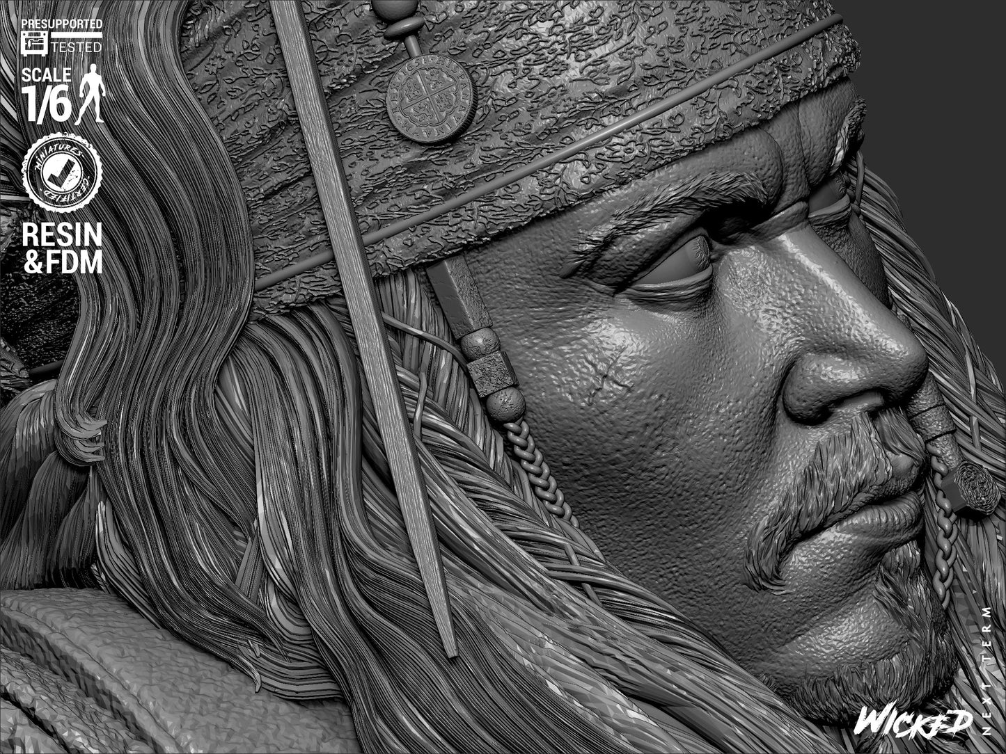 Jack Sparrow (Pirates of Caribbean) - Sculpt - 3d Printed Model Kit