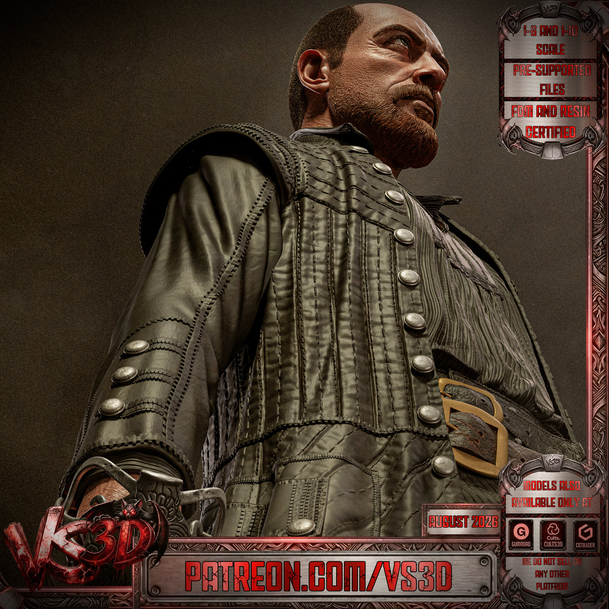 Captain James Flint - 3D Printed Statue Model Kit - 10 Scale