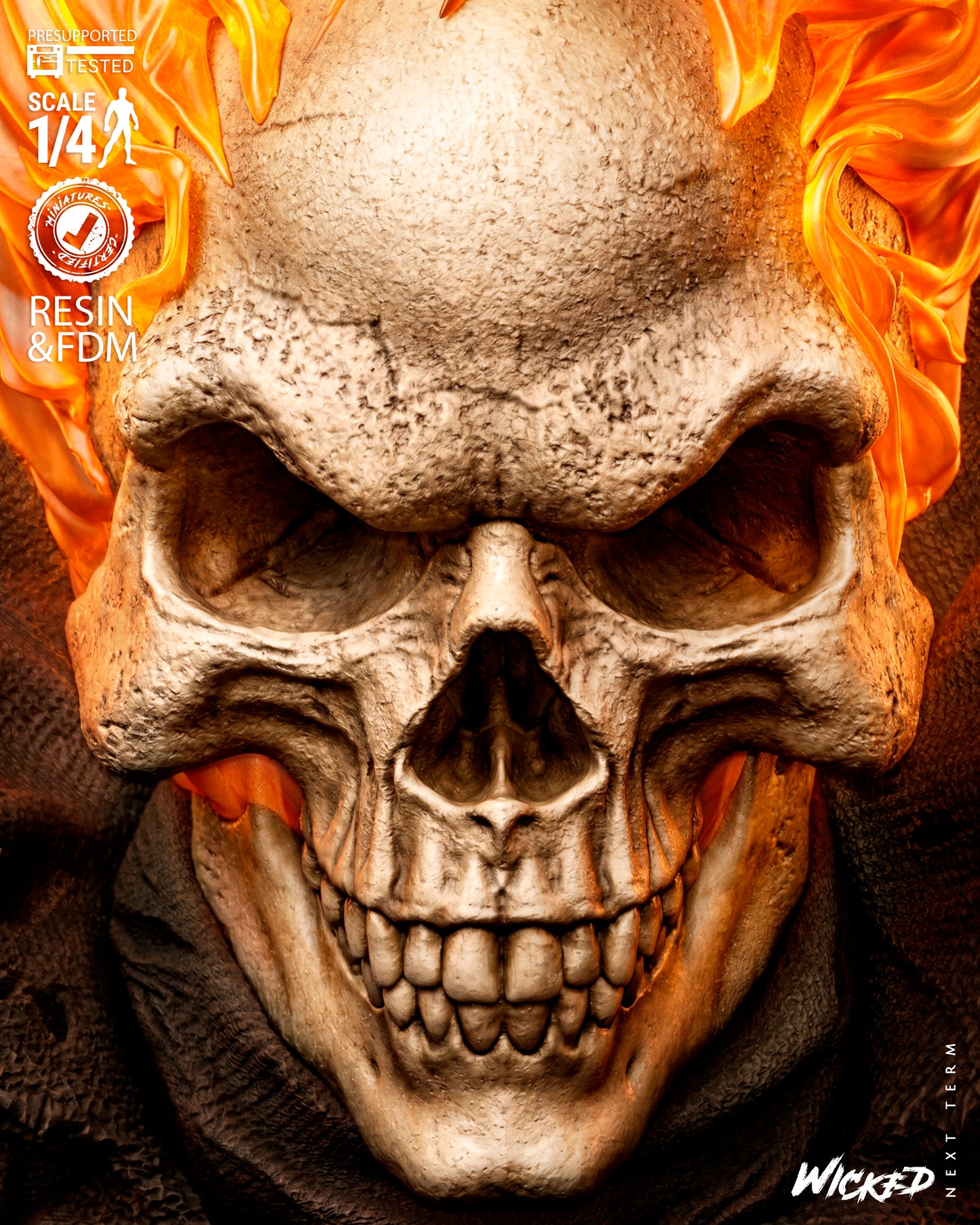 Caleb Portrait Bust - 3D Printed Model - 4 & 8 Scale  - Ghost Rider