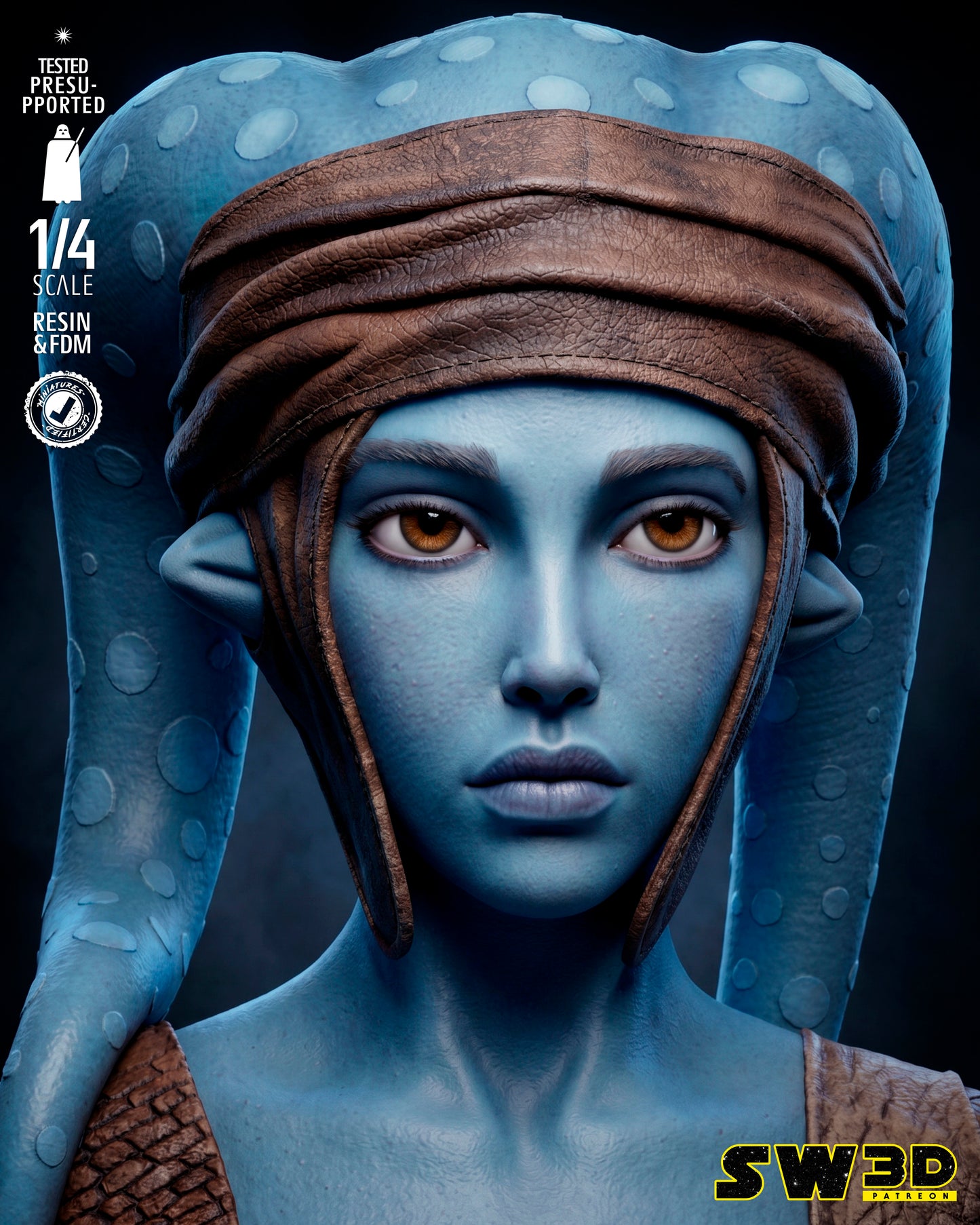 Aayla Secura Bust (Star Wars) - 1:8 or 1:4 Scale  3D printed model kit (Fan Art)