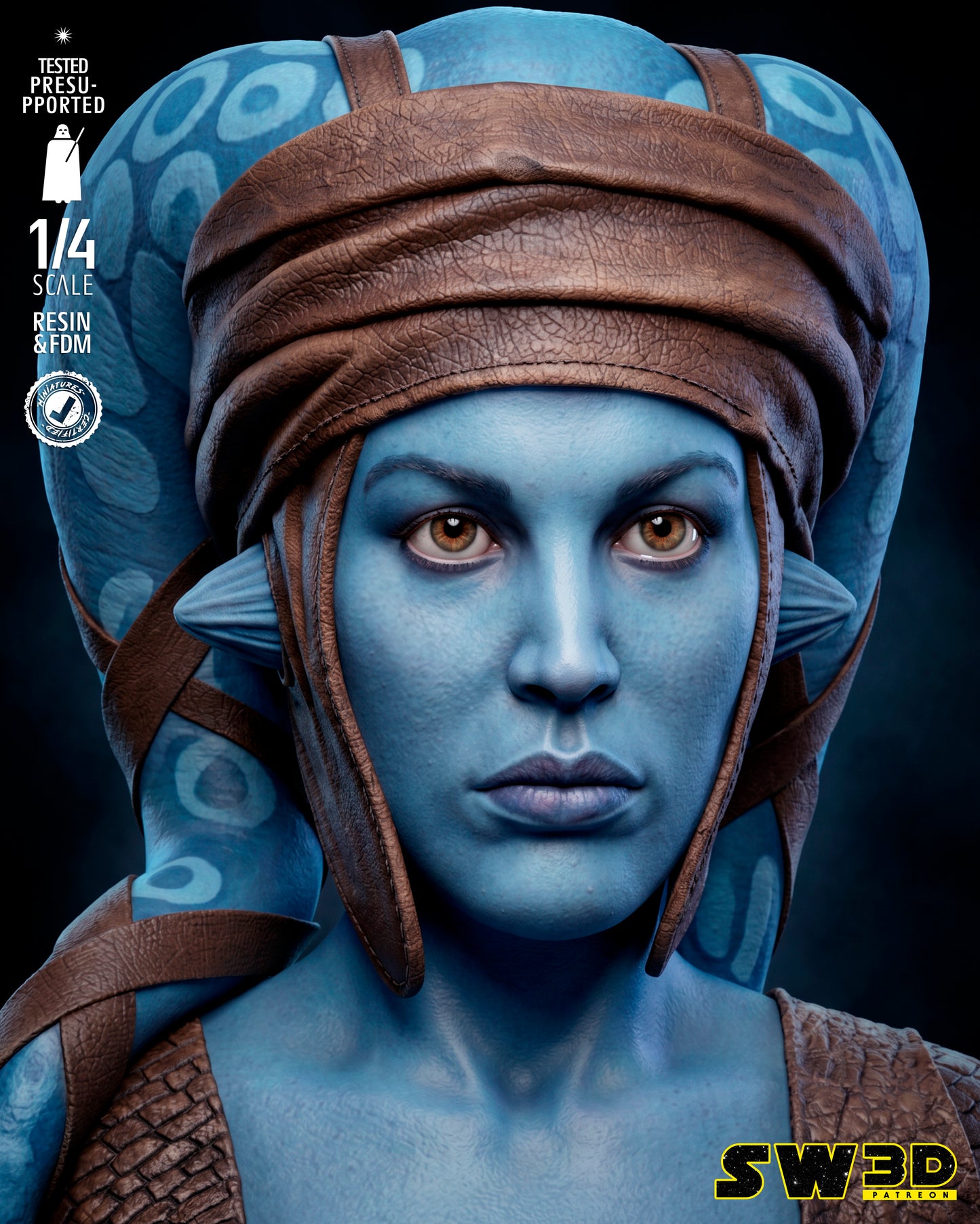 Aayla Secura Bust (Star Wars) - 1:8 or 1:4 Scale  3D printed model kit (Fan Art)