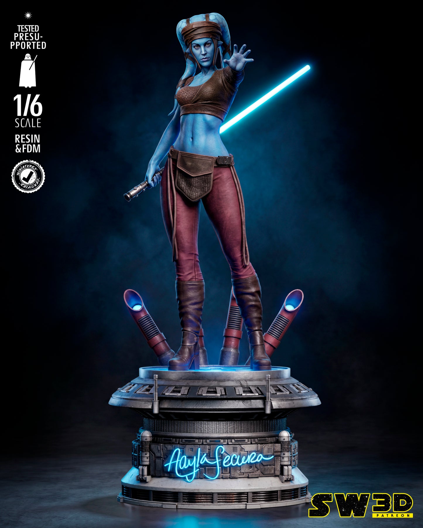 Aayla Secura Statue (Star Wars) - 1:12 or 1:6 Scale  3D printed model kit (Fan Art)