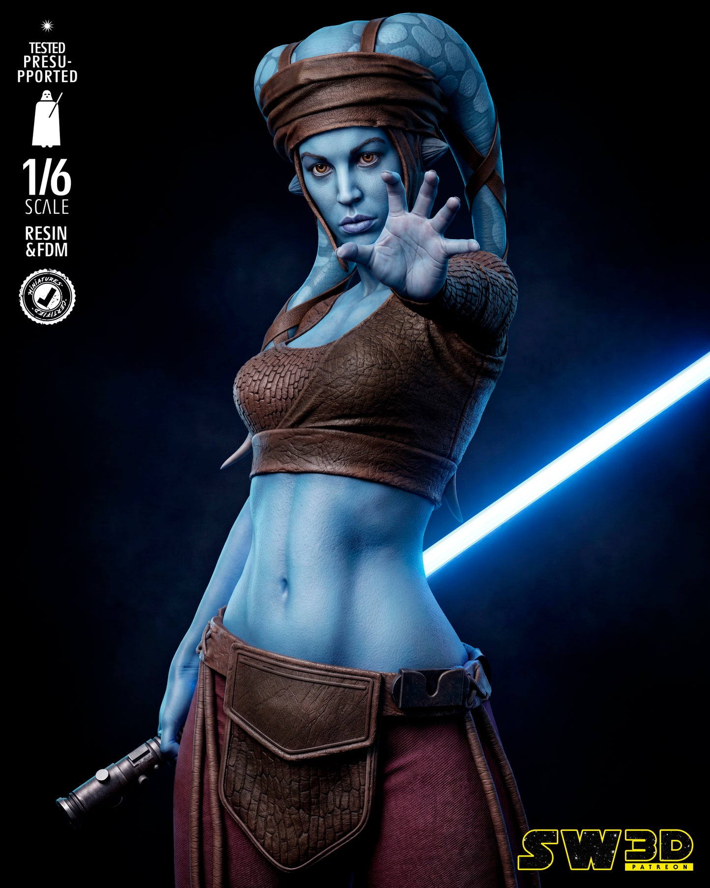 Aayla Secura Statue (Star Wars) - 1:12 or 1:6 Scale  3D printed model kit (Fan Art)
