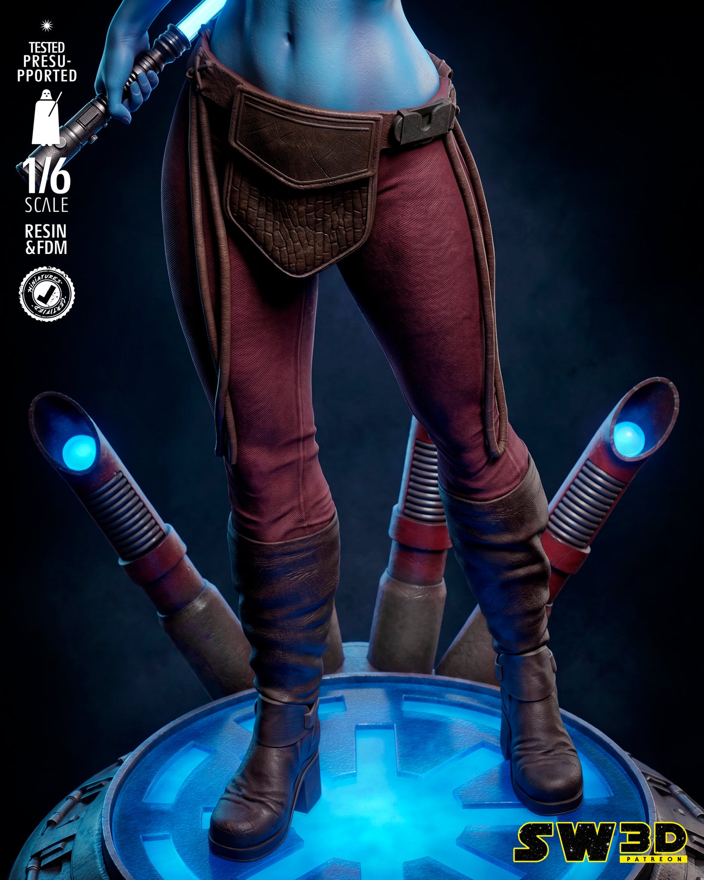 Aayla Secura Statue (Star Wars) - 1:12 or 1:6 Scale  3D printed model kit (Fan Art)