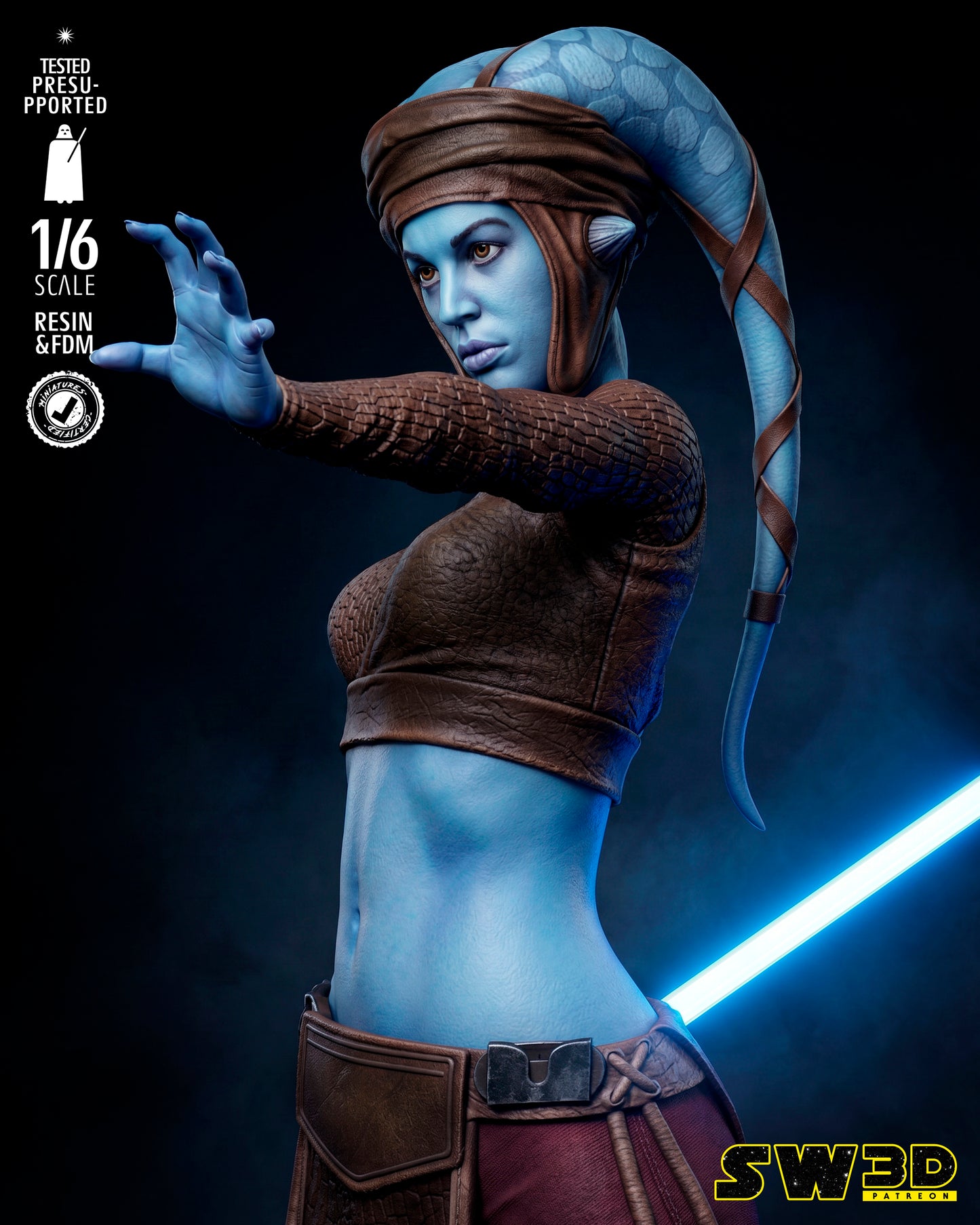 Aayla Secura Statue (Star Wars) - 1:12 or 1:6 Scale  3D printed model kit (Fan Art)