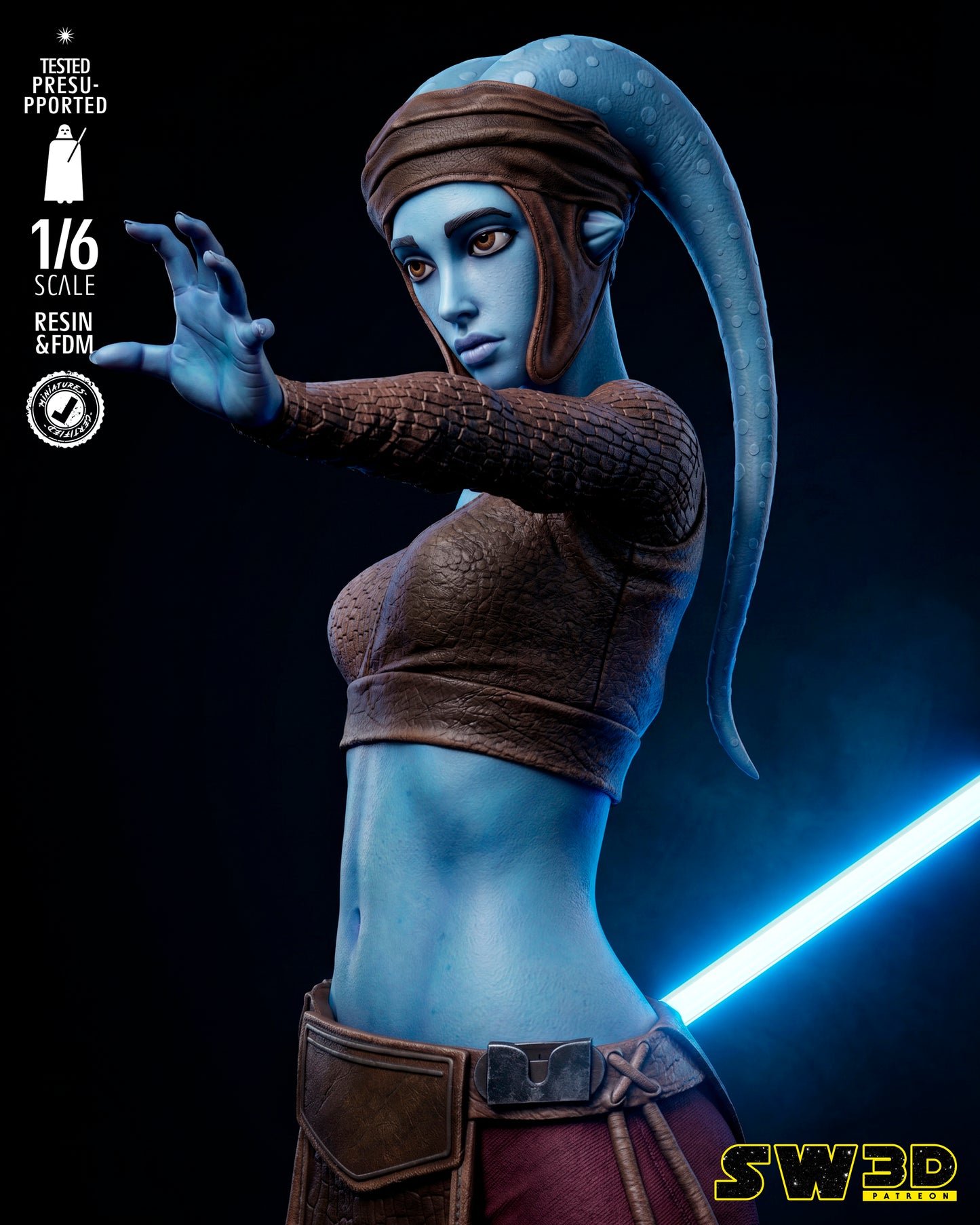 Aayla Secura Statue (Star Wars) - 1:12 or 1:6 Scale  3D printed model kit (Fan Art)
