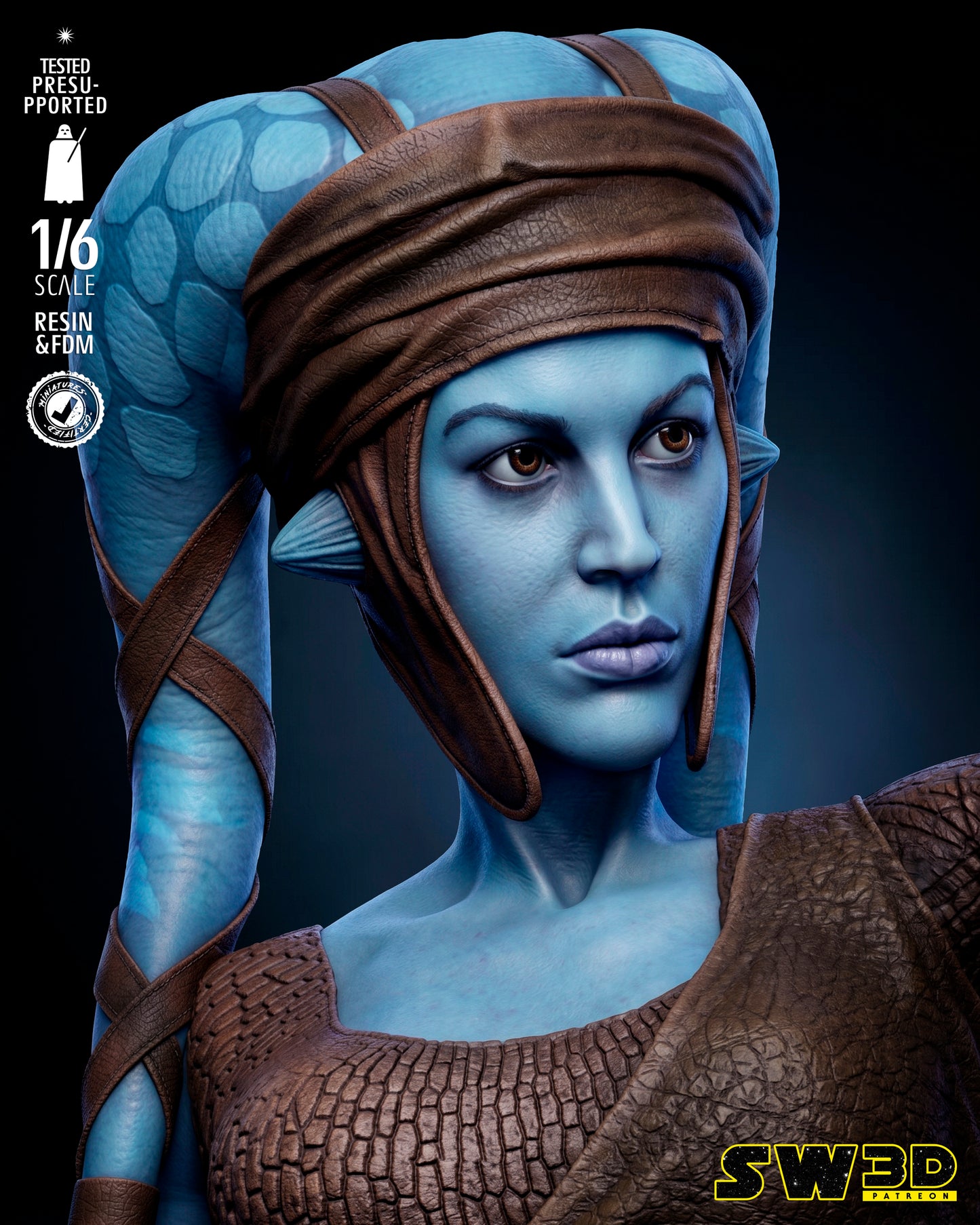 Aayla Secura Statue (Star Wars) - 1:12 or 1:6 Scale  3D printed model kit (Fan Art)