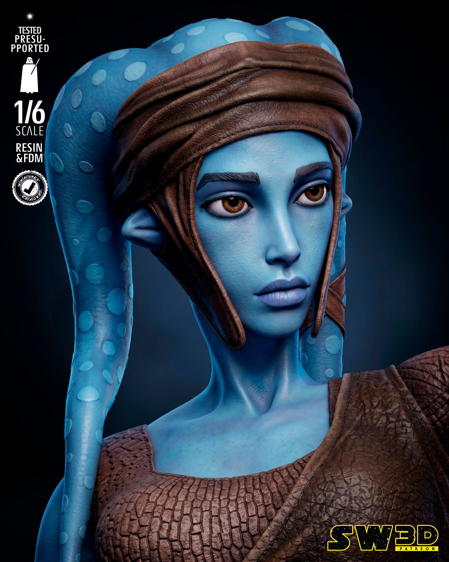 Aayla Secura Statue (Star Wars) - 1:12 or 1:6 Scale  3D printed model kit (Fan Art)