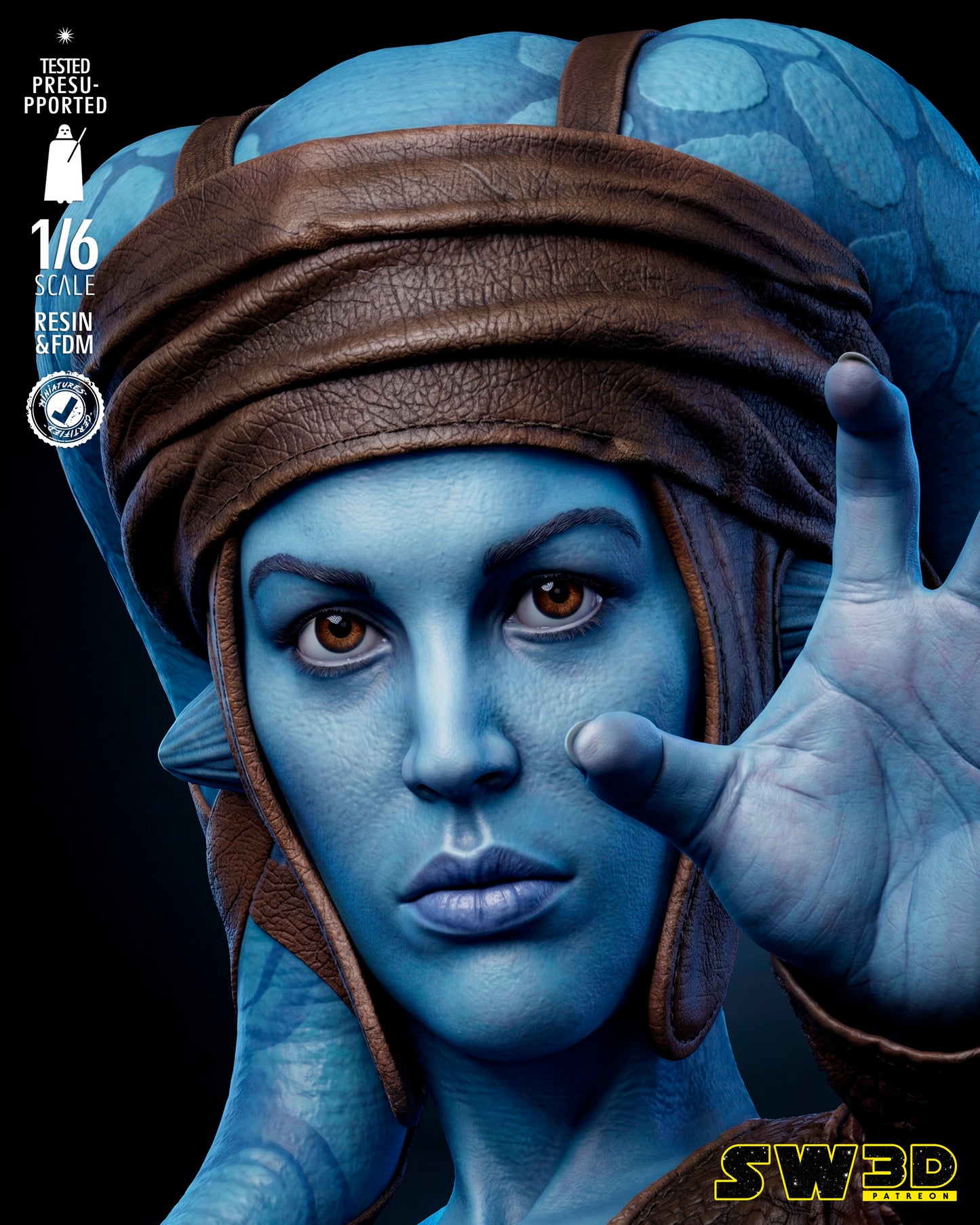 Aayla Secura Statue (Star Wars) - 1:12 or 1:6 Scale  3D printed model kit (Fan Art)