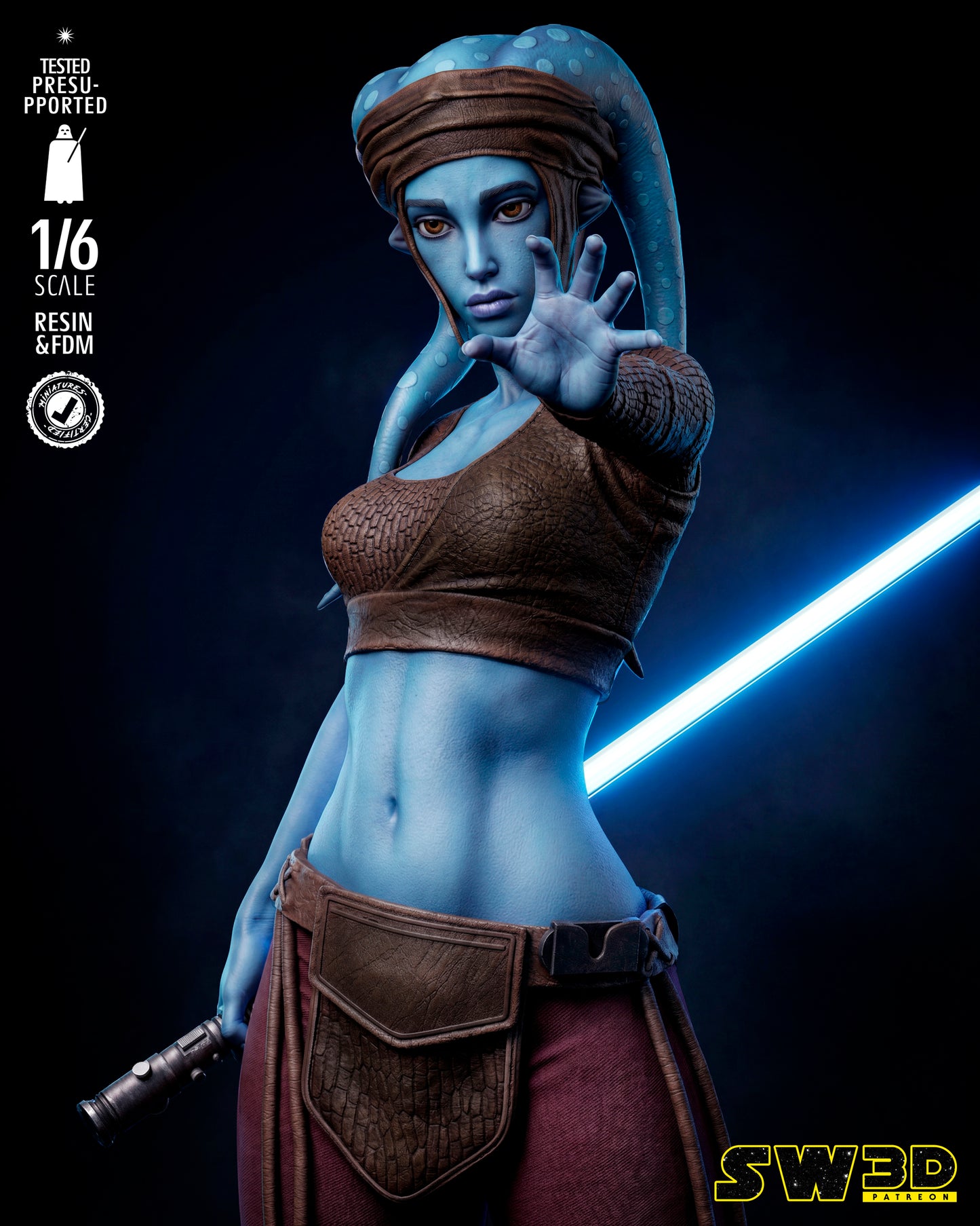 Aayla Secura Statue (Star Wars) - 1:12 or 1:6 Scale  3D printed model kit (Fan Art)